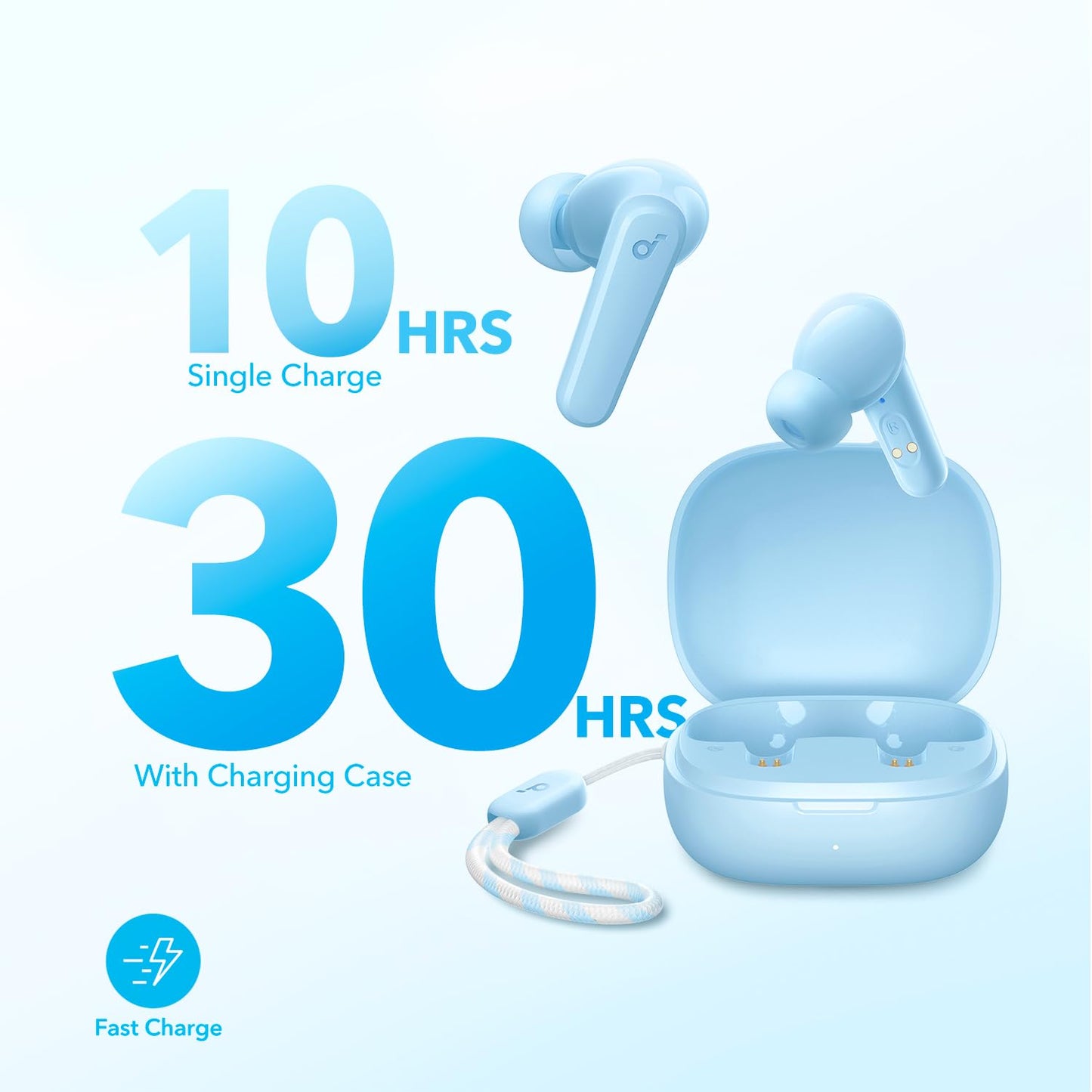 Anker P20i True Wireless Earbuds, 10mm Drivers with Big Bass, Bluetooth 5.3, 30H Long Playtime, IPX5 Water-Resistant, 2 Mics for AI Clear Calls