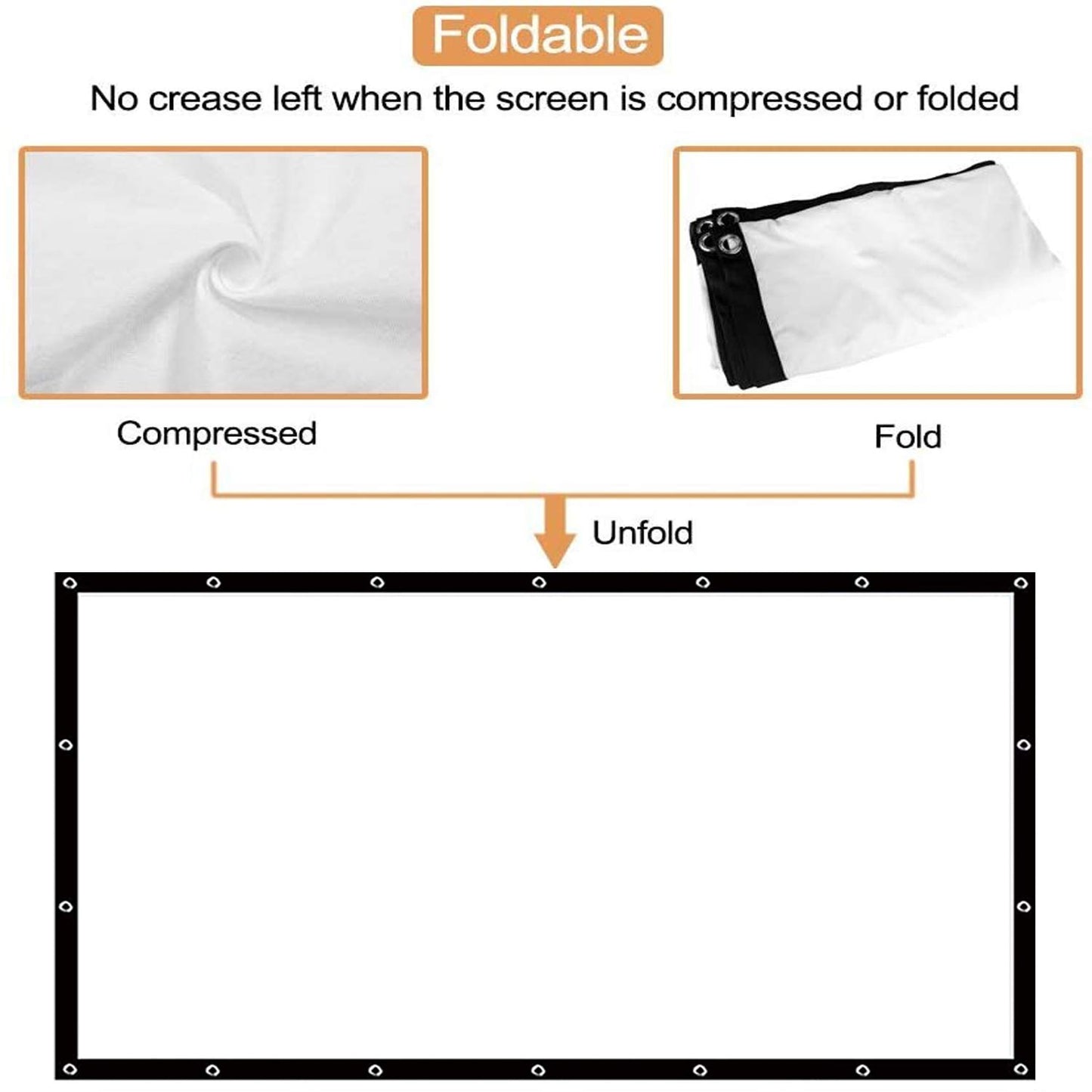OWill 100 inch Projector Screen 16:9 HD Foldable for Home Theater Cinema Indoor Outdoor