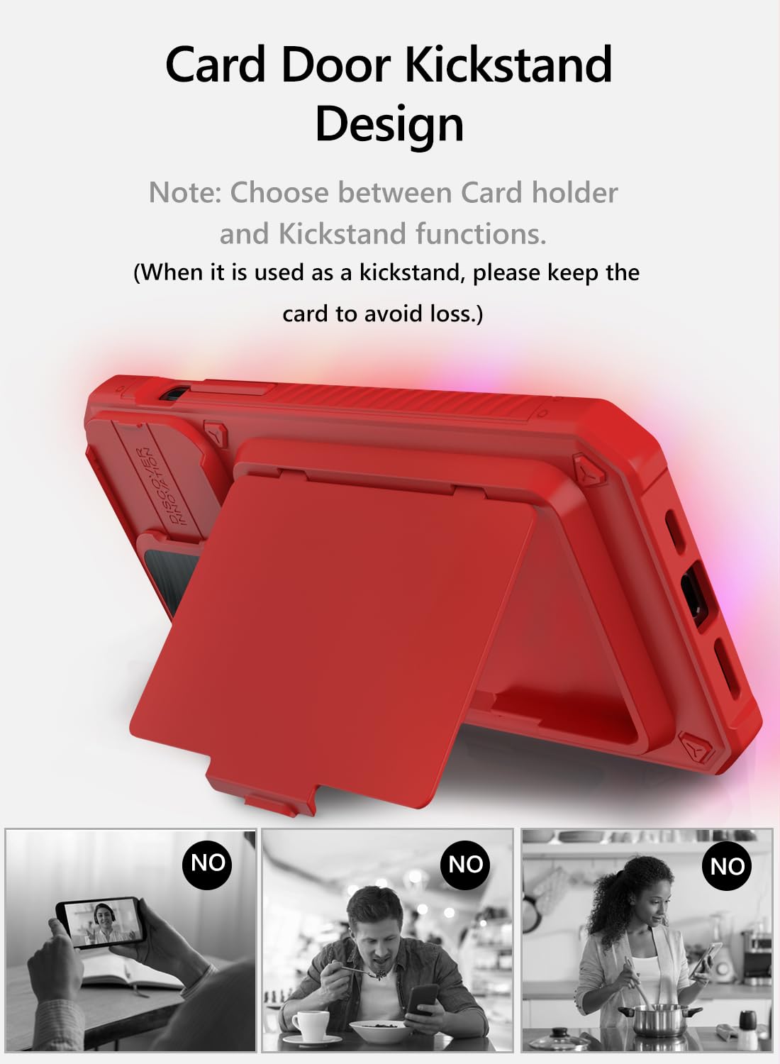 Vihibii for iPhone 15 Pro Max Case with Card Holder & Slide Camera Cover & Kickstand, Military Grade Drop Protection, Rugged Hard Back & Silicone Edge Wallet Phone Case
