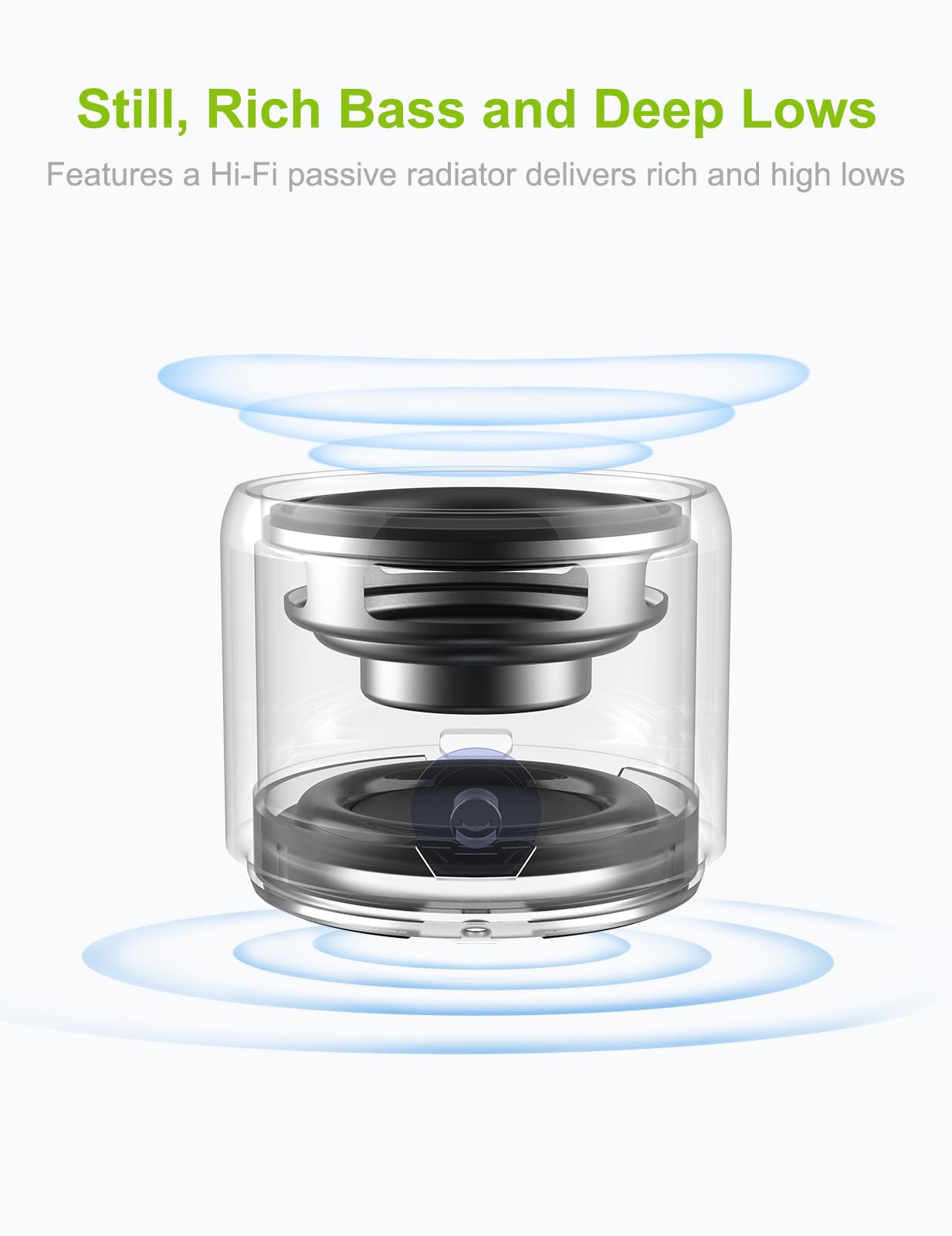 EWA A106 Pro Wireless Mini Bluetooth Speaker with Travel Case – IP67 Waterproof, Custom Bass Radiator, Portable & Loud (Black)