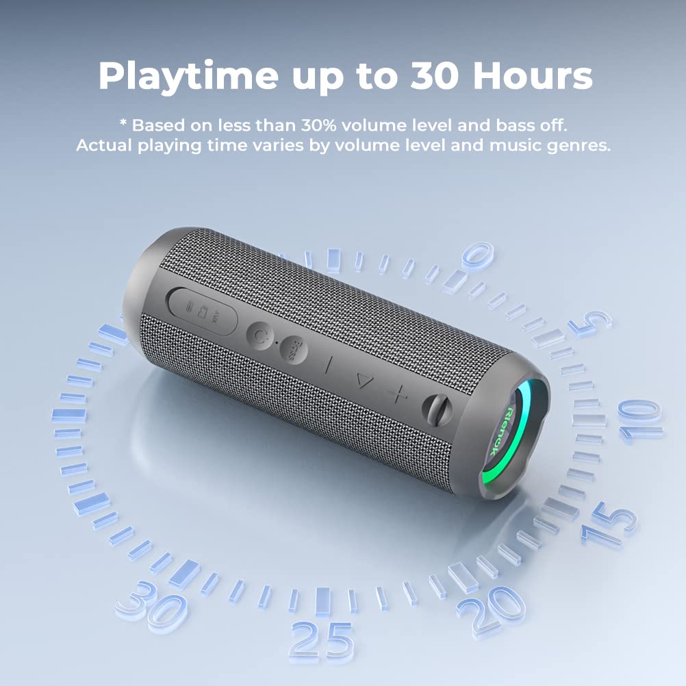 RIENOK Bluetooth Speaker Portable Wireless Bluetooth Speaker with 30W Enhanced Bass Waterproof Bluetooth Outdoor Speaker for Travel Sport
