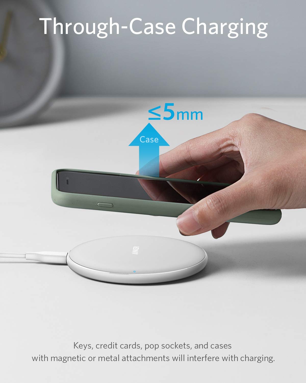 Anker Wireless Charger, PowerWave Pad for Samsung, Qi-Certified 10W Max for iPhone 13/13 Pro/12/11/SE 2024/AirPods/Galaxy S20