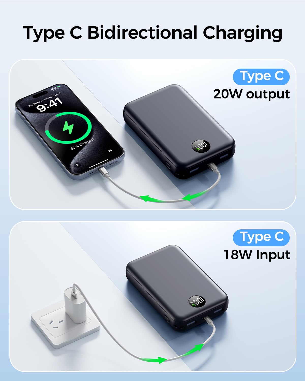 LKOUY 22.5W Super Fast Charging Power Bank – Ultra Slim, Lightweight, Triple Ports USB