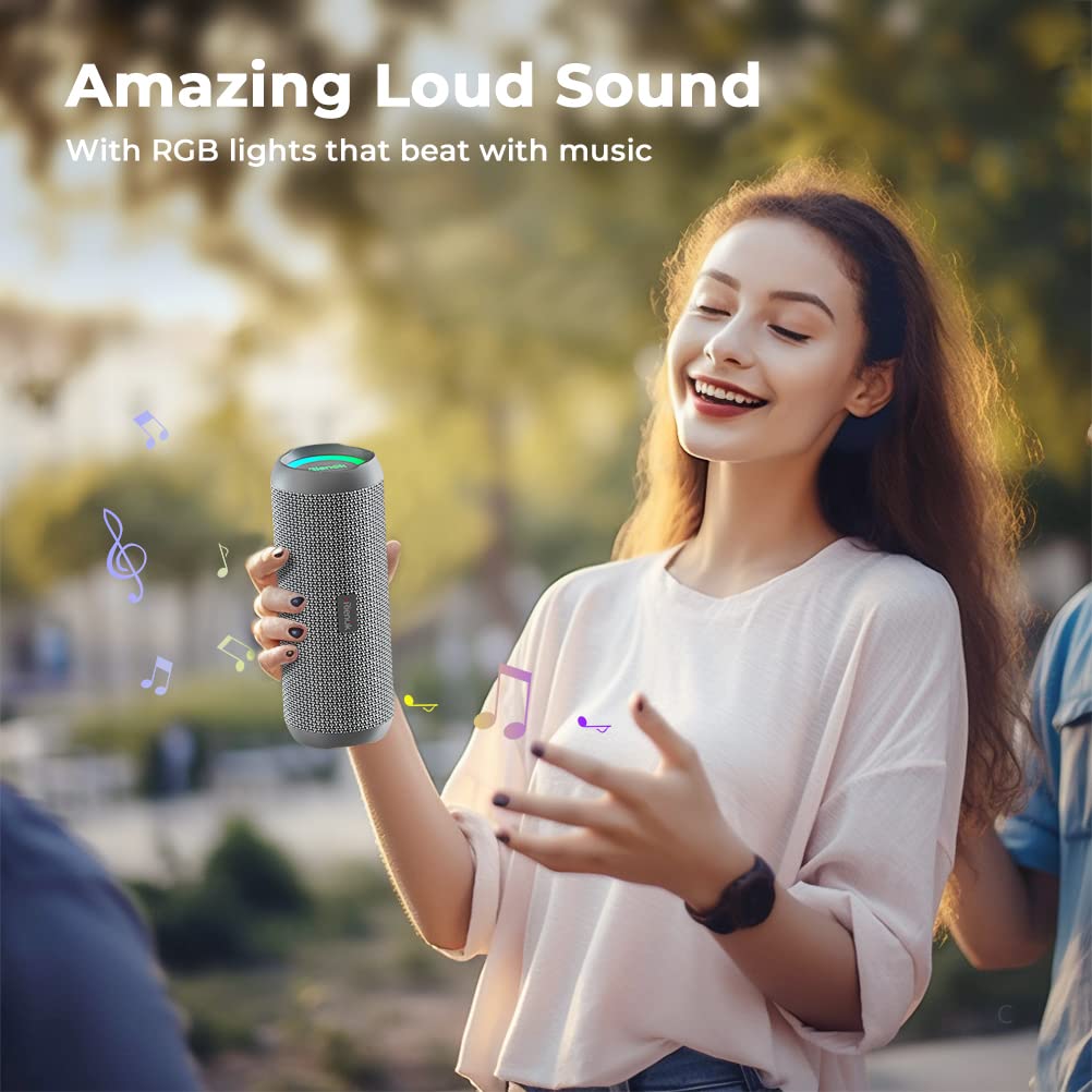 RIENOK Bluetooth Speaker Portable Wireless Bluetooth Speaker with 30W Enhanced Bass Waterproof Bluetooth Outdoor Speaker for Travel Sport