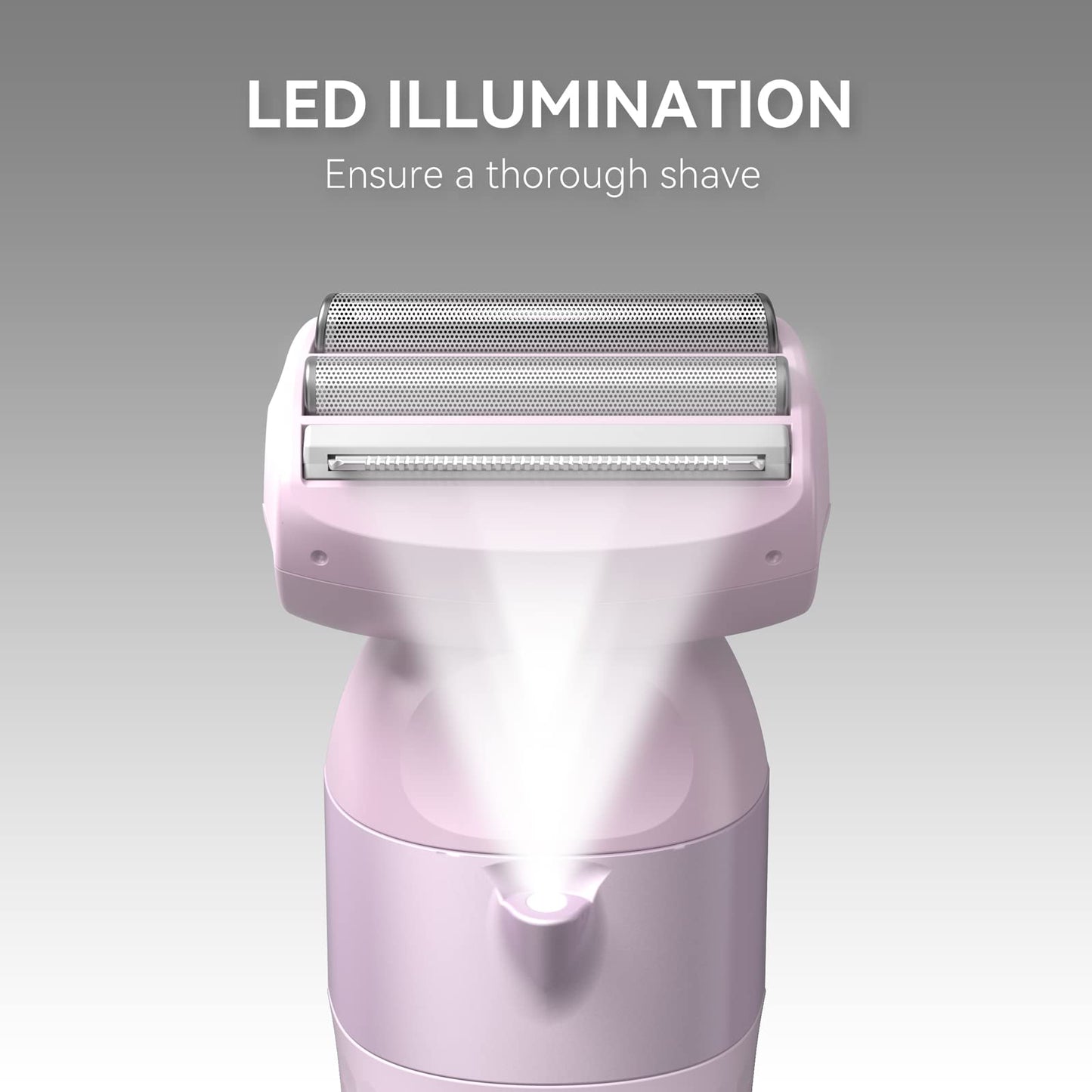 Unibono Lady Shaver Trimmer Kit, Cordless Electric Razor for Women Body Hair Removal, Rechargeable, Pubic, Legs, Wet & Dry Painless Dual Foil Shave with LED Light