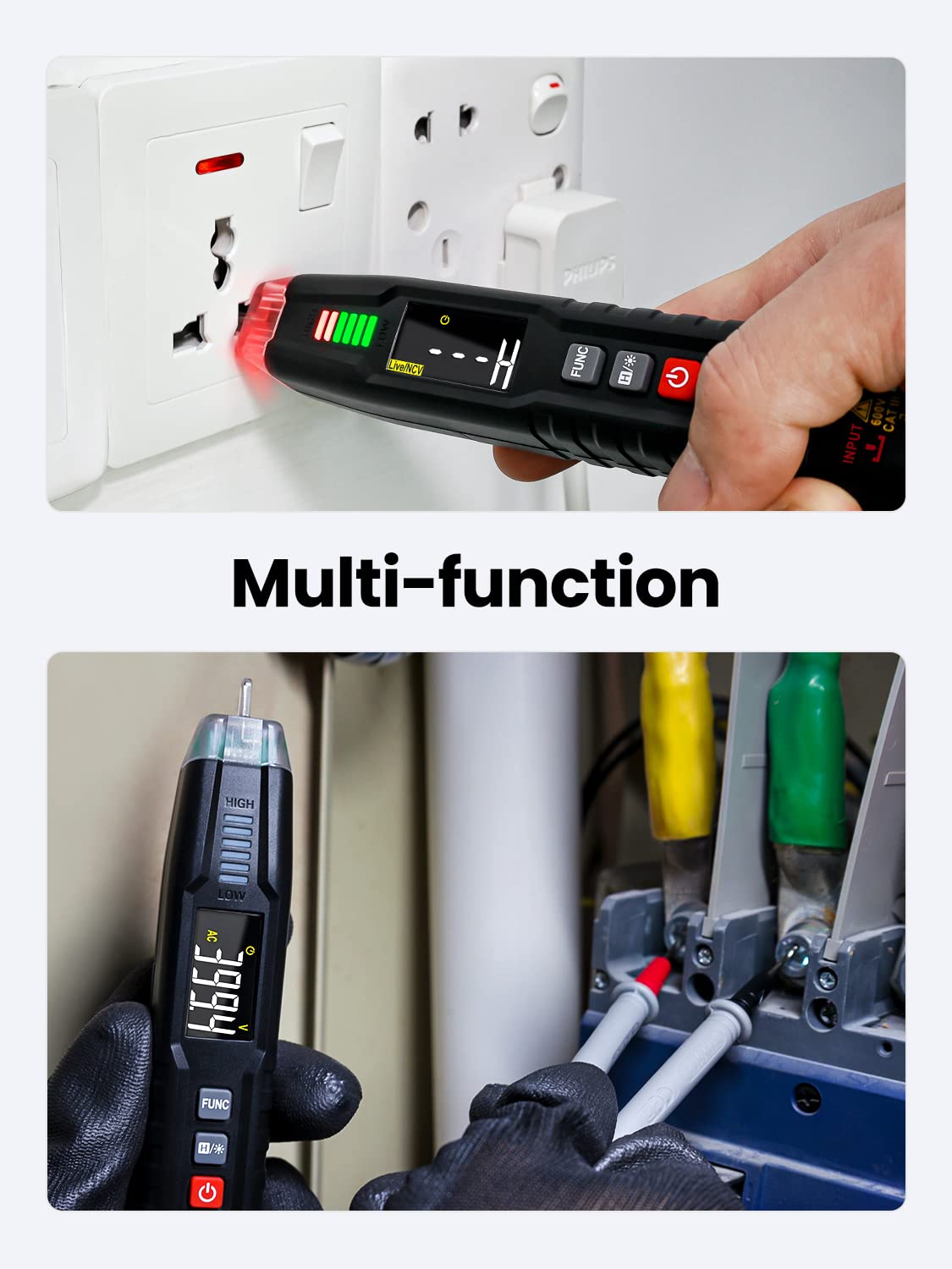 KAIWEETS Electrical Tester Pen – Non-Contact Voltage Detector with Buzzer Alarm, LED Indicator & Wire Breakpoint Finder