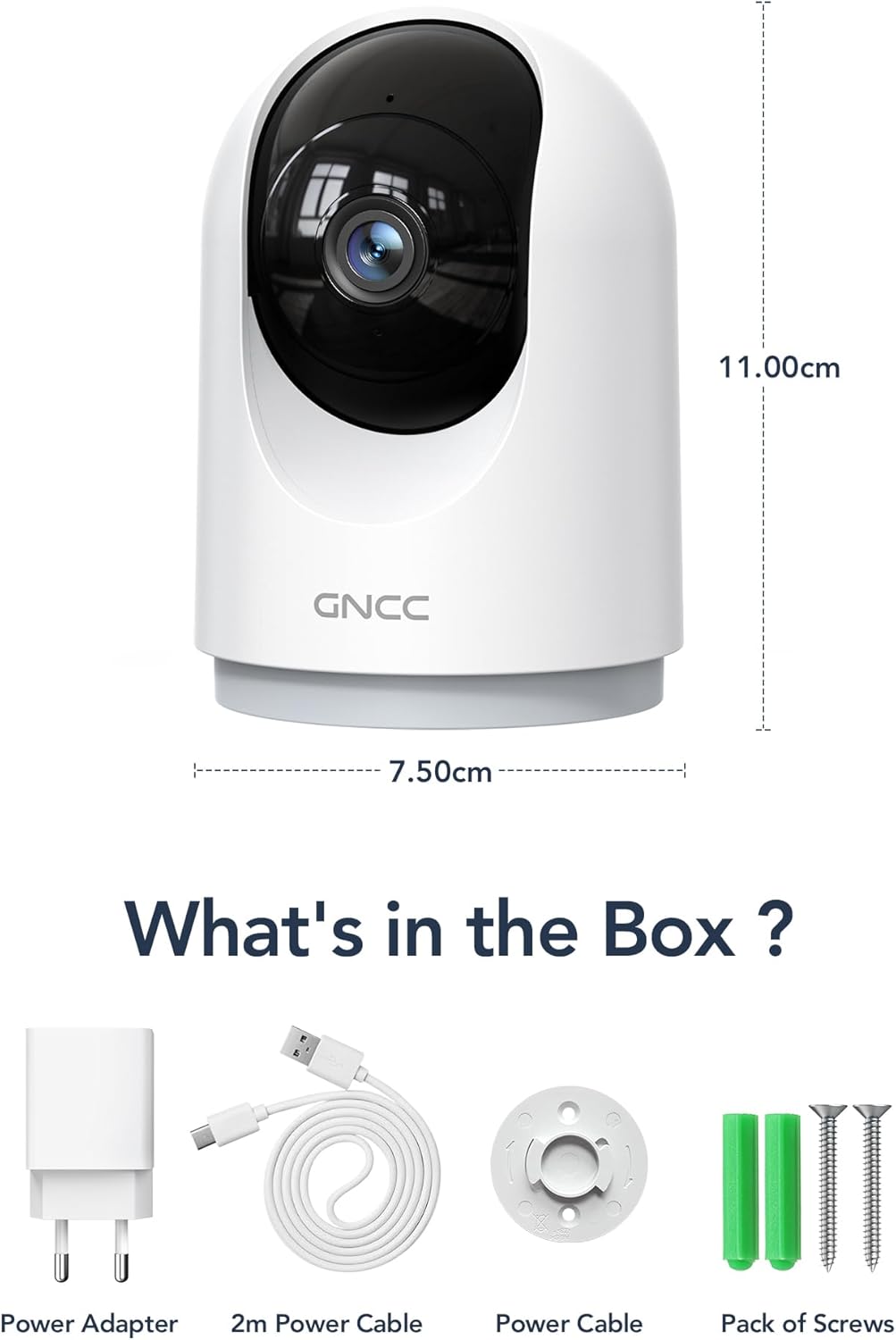 GNCC 2K/3MP Indoor WiFi Security Camera – 360° Pet & Baby Monitor with Night Vision, Motion Detection, 2-Way Talk, Alexa Compatible