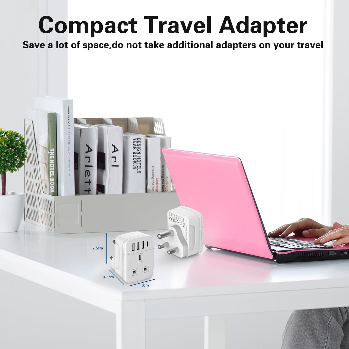 Amoi UK to South Africa Plug Adapter,Grounded Type M South Africa Plug Adapter, with 4 USB Ports 17W USB C Fast Travel Charger, Africa,Namibia, Swaziland, Lesotho, Bhutan,Botswana(Type M)