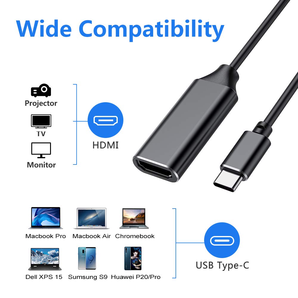 USB C to HDMI Adapter, Type c to HDMI 4K with Video Audio Output for iPhone 15,MacBook Pro Samsung Note, Huawei Mate