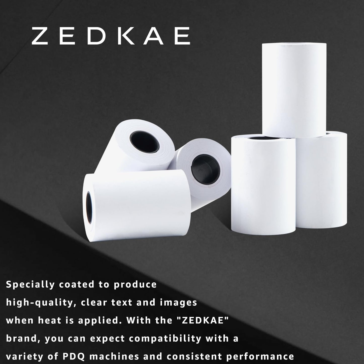 ZEDKAE 57 x 40mm Thermal Till Rolls for PDQ Credit Card Machines | Card Receipt Paper Rolls (Pack of 25)