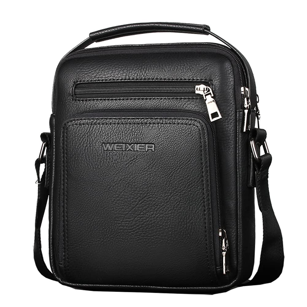 A-QMZL Men's Shoulder Bag Leather Business Travel Daily Use (dark brown)