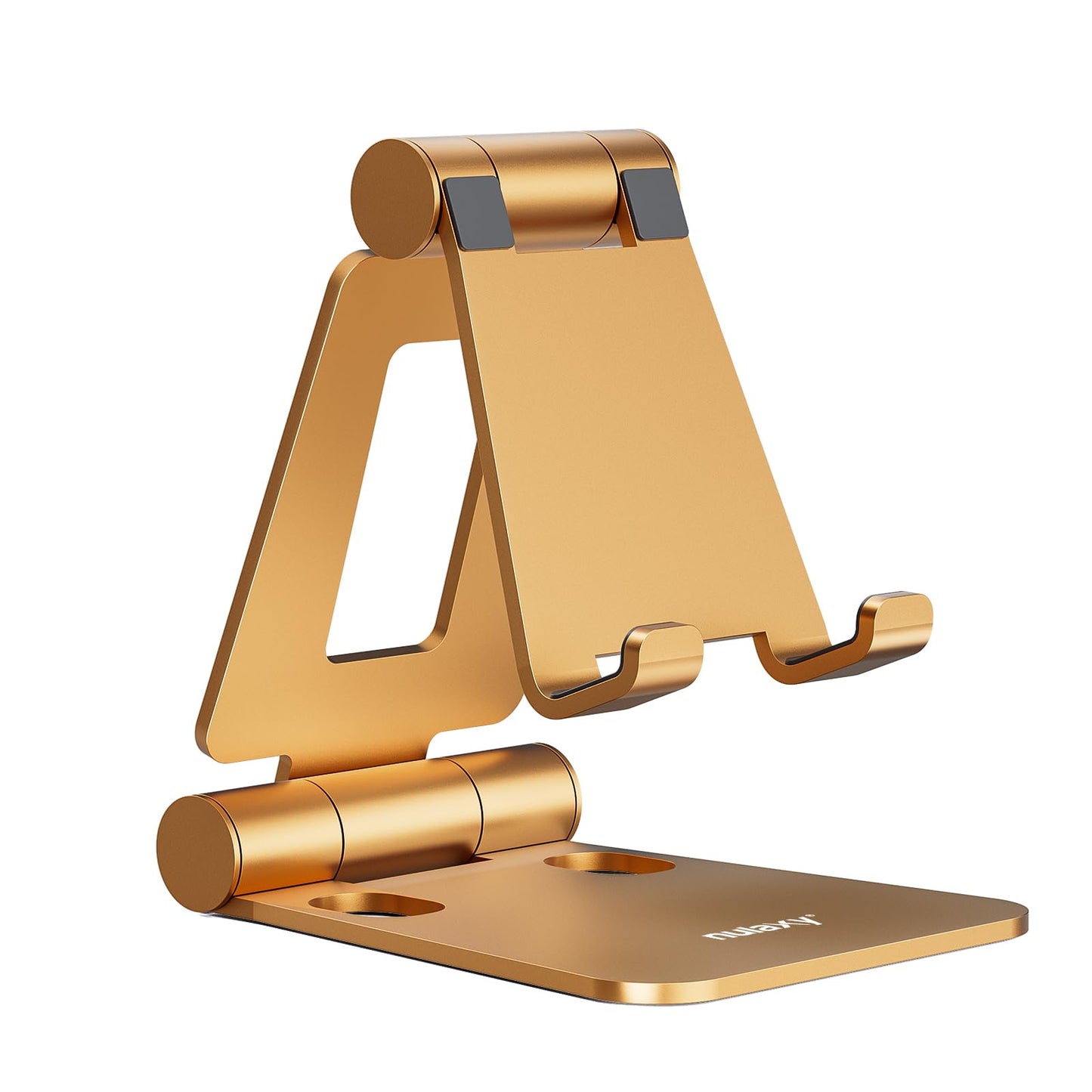 NULAXY Phone Stand, Fully Foldable Angle Height Adjustable Mobile Phone Holder Stand Dock Aluminum Desk Compatible with iPhone 15 14 13 12 11 Pro Max, HUAWEI, Galaxy, All Phones