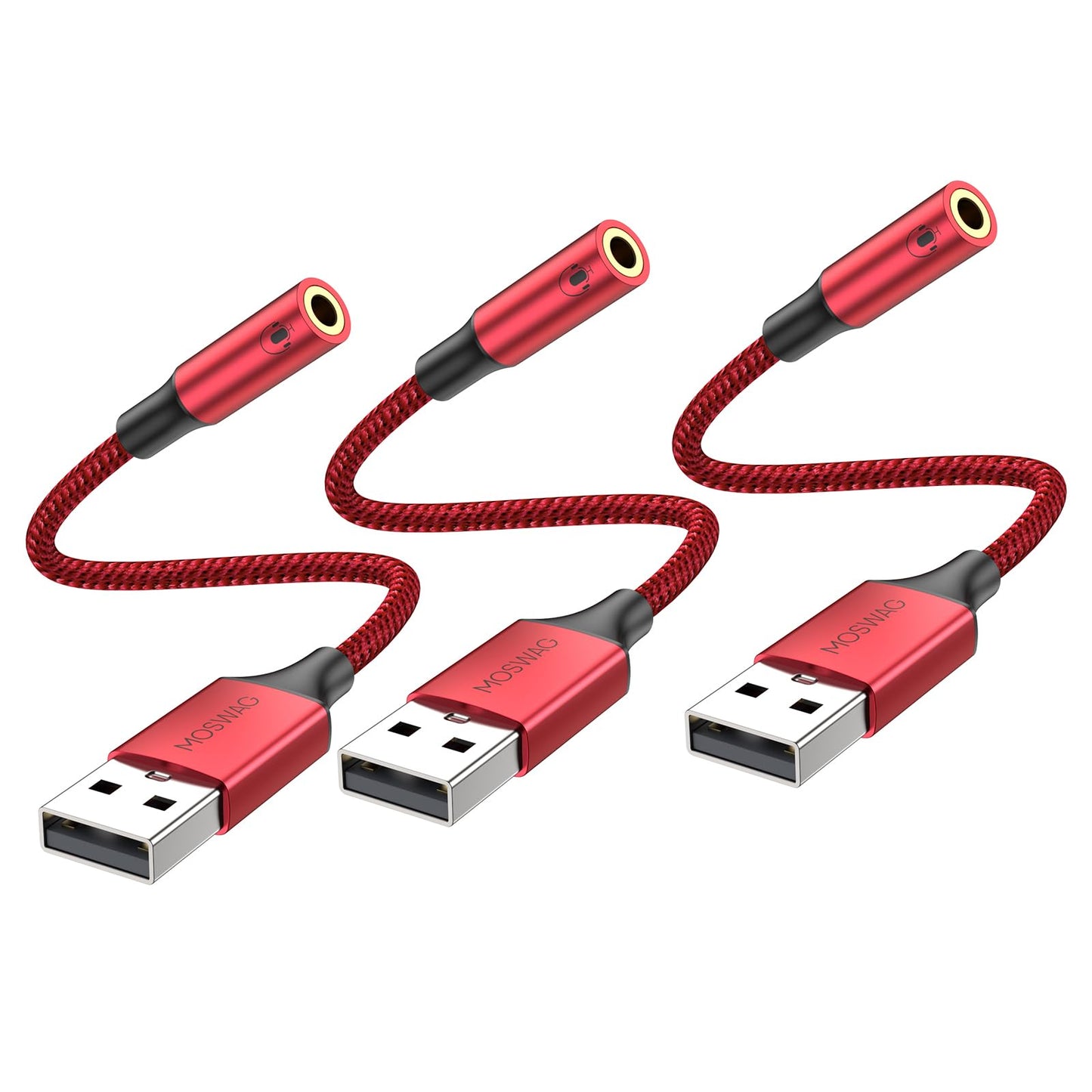 MOSWAG USB to 3.5mm Jack Audio Adapter,External Sound Card USB-with 3.5mm Aux Stereo Converter Compatible with Headset,PC,Laptop,Linux,Desktops