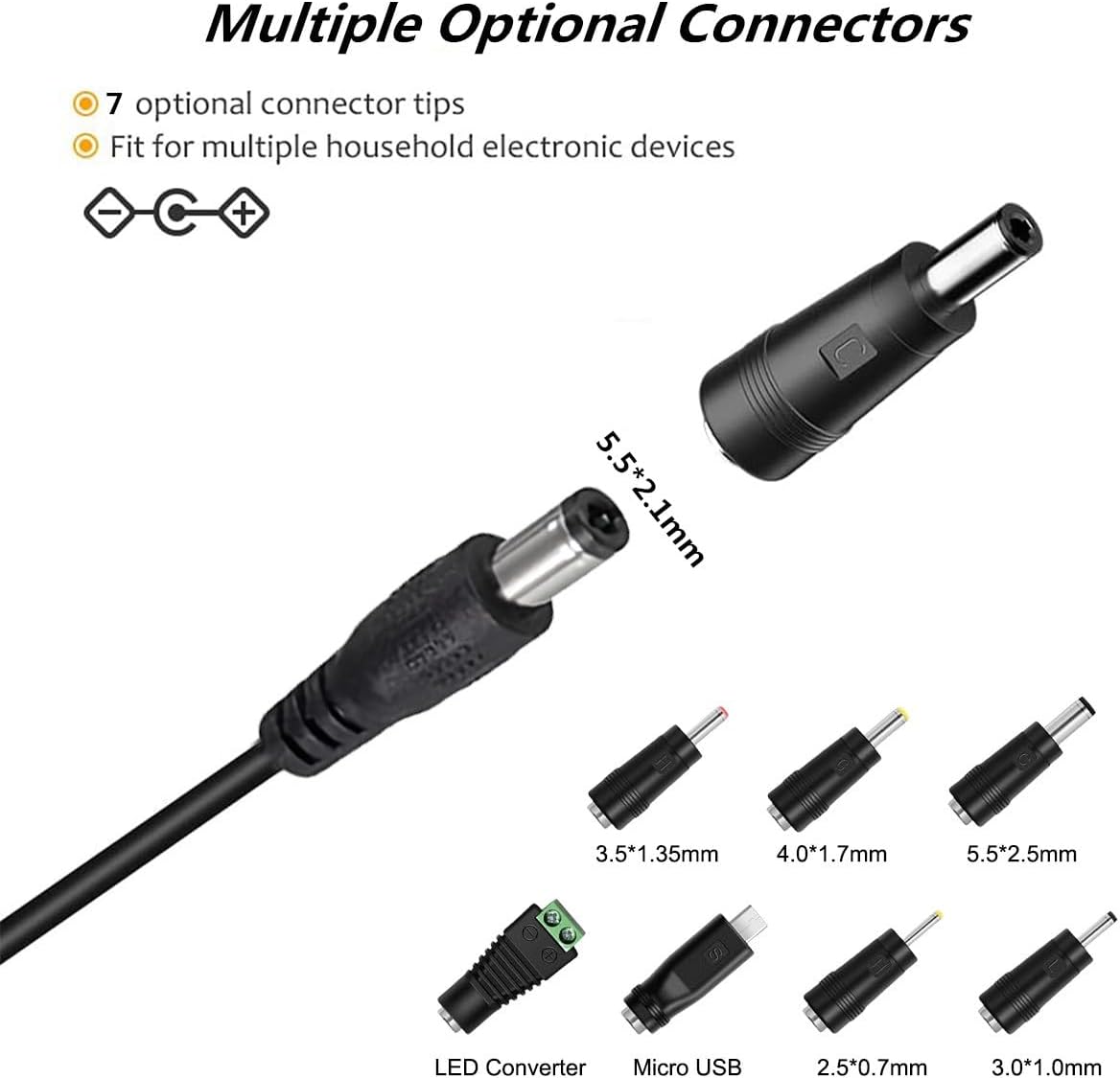 5V 2A Power Adapter Universal Power Supply with 7 DC Connectors Multi Plug AC to DC 5V Adaptor 10W AC Adapter Multifunctional Portable Power Transformers Converter Inverter AC-DC Power Adapter
