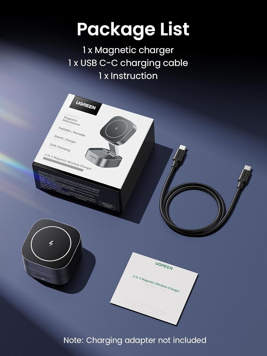 UGREEN MagFlow MagSafe Charger Compatible, 15W Wireless Charger Stand,Magnetic Charging Station, Compatible with iPhone 16/15/15 Plus/15 Pro Max