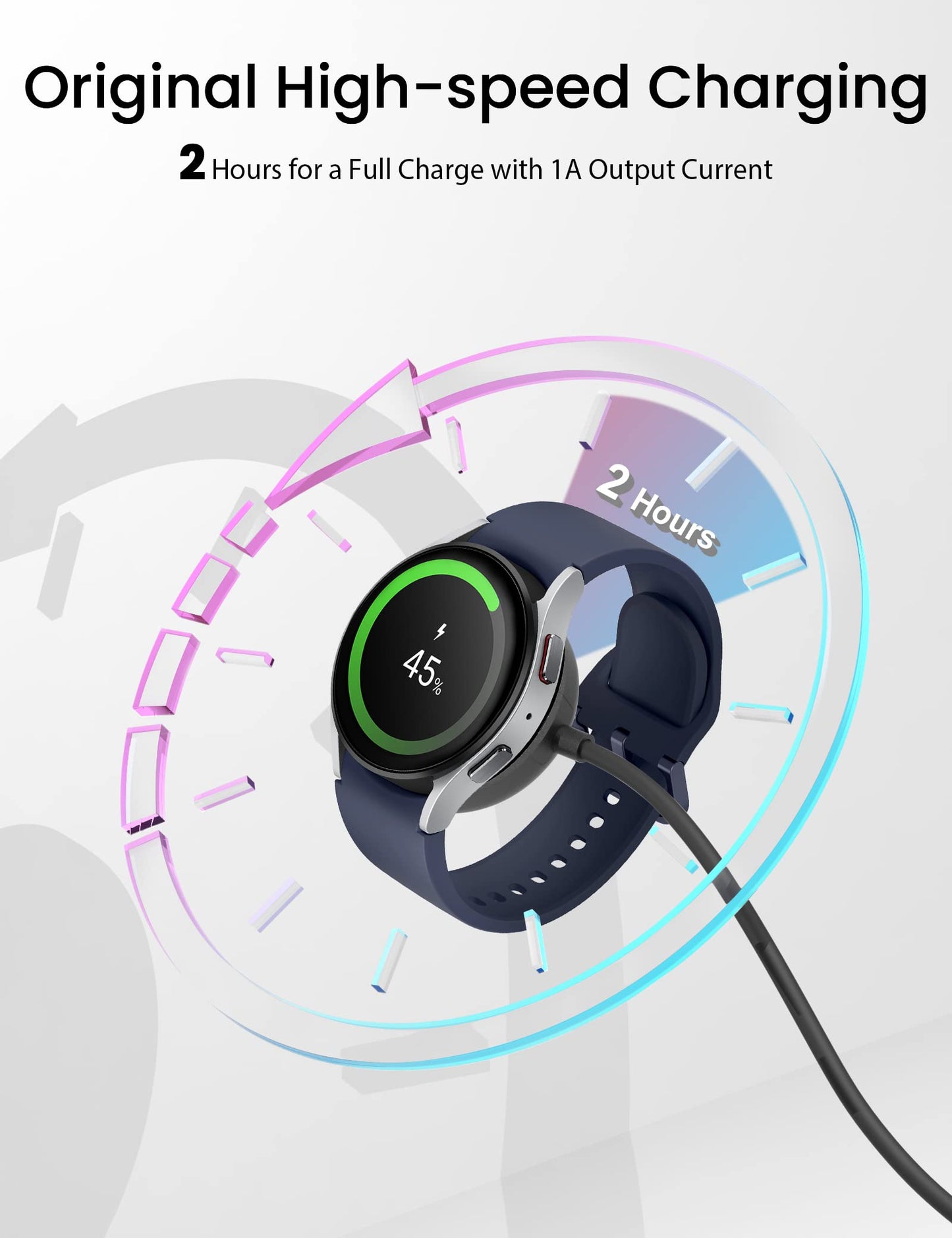 Sinoacc Charger for Samsung Galaxy Watch 7/Ultra/6/6 Classic/5/5 Pro/4/4 Classic/3/Active 2/Active 1 Galaxy Watch Charger 3.3Ft USB Magnetic Wireless Charging Cable Cord for Samsung Galaxy Watch