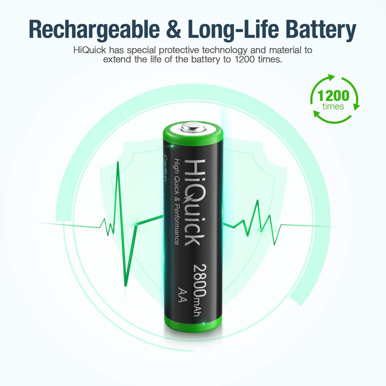 HiQuick Ni-MH AA 8pcs 2800mAh Rechargeable Batteries High Capacity 1.2 Volt(1.2 V) Rechargeable Battery AA Low Self-Discharge