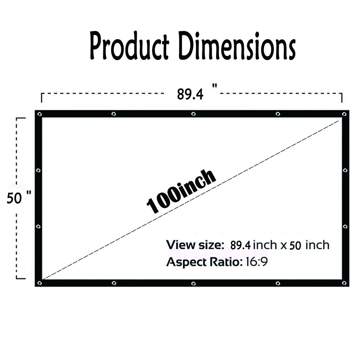 OWill 100 inch Projector Screen 16:9 HD Foldable for Home Theater Cinema Indoor Outdoor