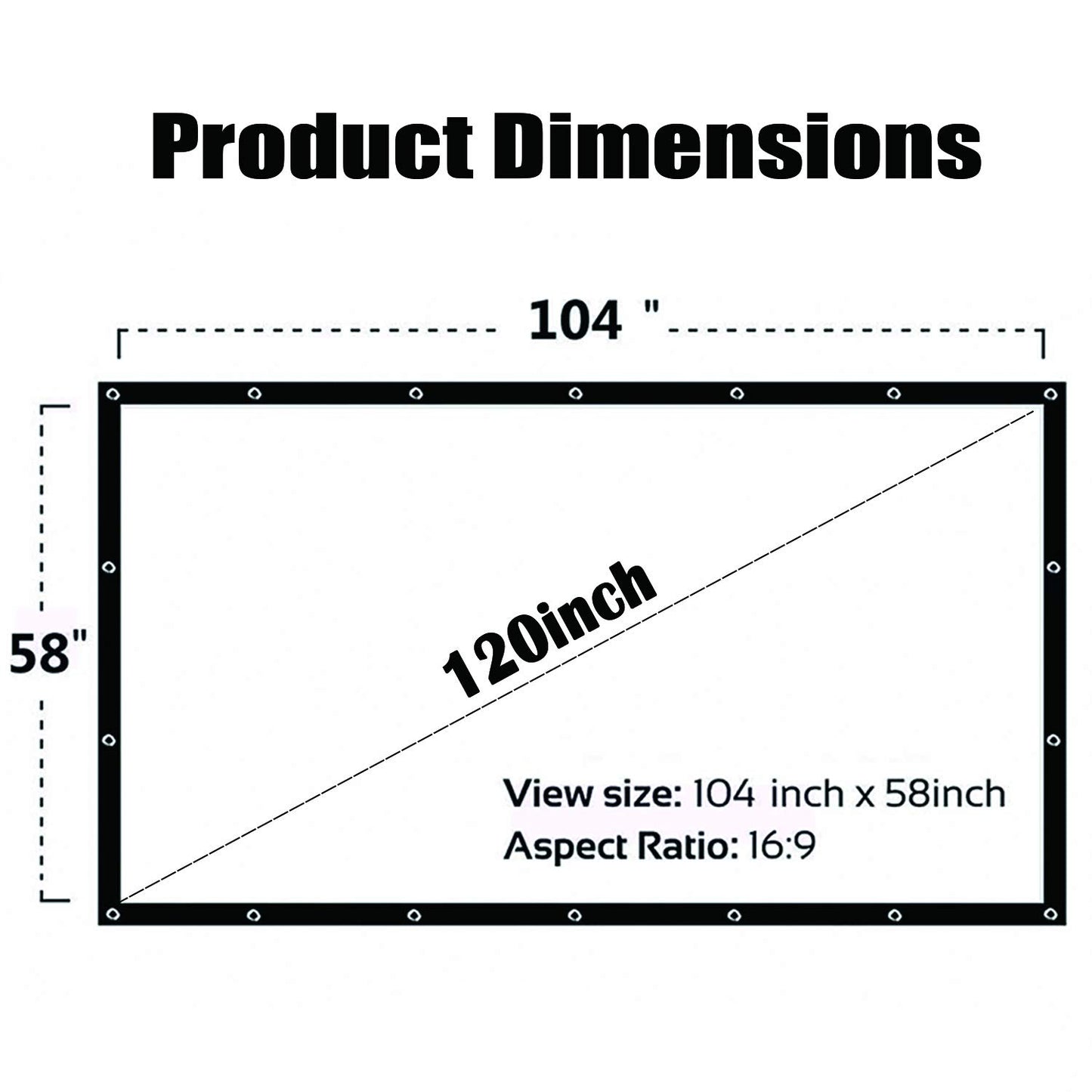 OWill 100 inch Projector Screen 16:9 HD Foldable for Home Theater Cinema Indoor Outdoor