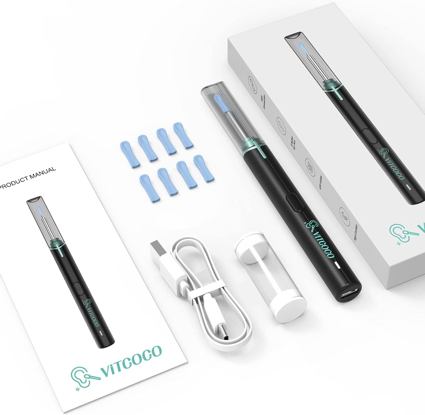 VITCOCO Wireless Ear Wax Removal Kit with 1920P FHD Camera, Waterproof Otoscope & 8PCS Ear Spoons
