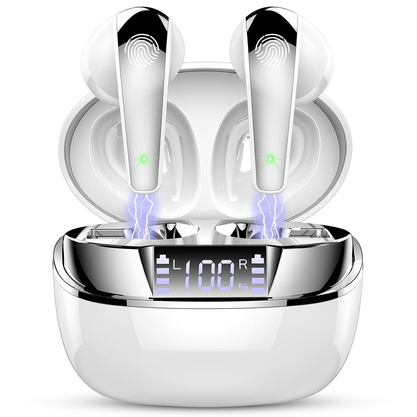 Wireless Earbuds, Bluetooth 5.3 Headphones 2024 .ENC Noise Cancelling Mic Ear buds, 40H Deep Bass Wireless Waterproof Bluetooth Earphones
