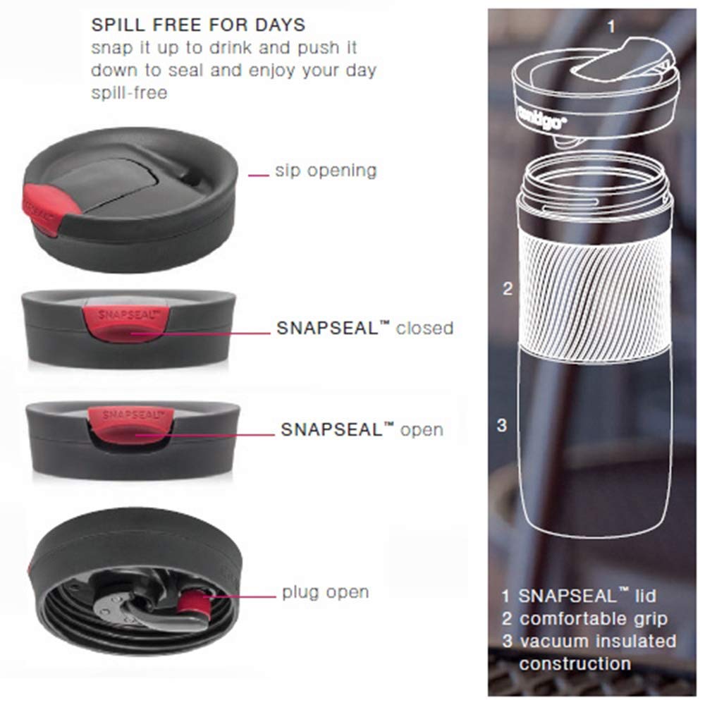 Contigo Byron Snapseal Travel Mug | Stainless Steel Thermal Mug | Vacuum Flask | Leakproof Tumbler | Coffee to Go Mug with BPA Free Easy-Clean Lid