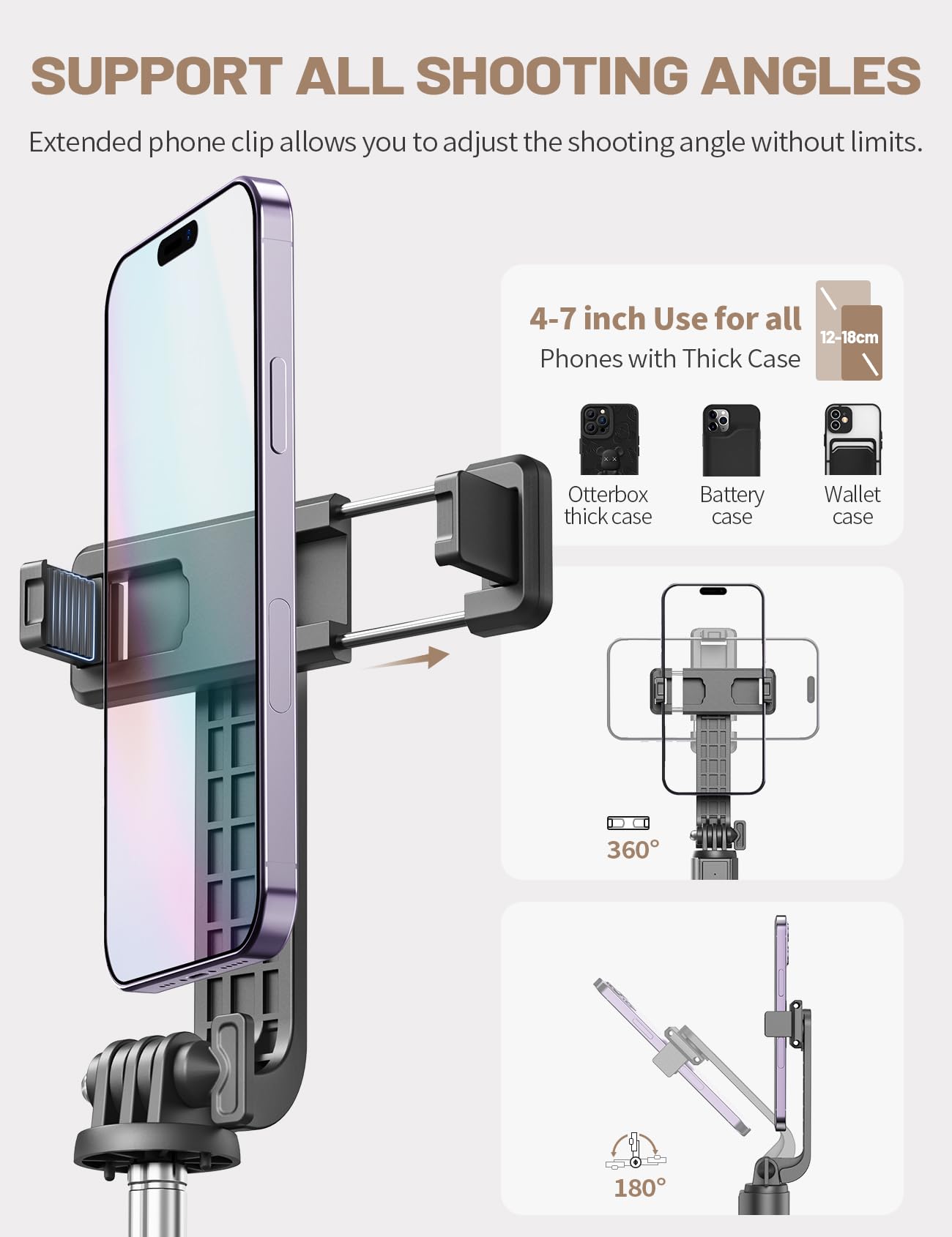 ANXRE Selfie Stick with Reinforced Tripod – 50” Extra Long Adjustable Phone Tripod with Detachable Wireless Remote, Compatible with iPhone & Samsung Smartphones