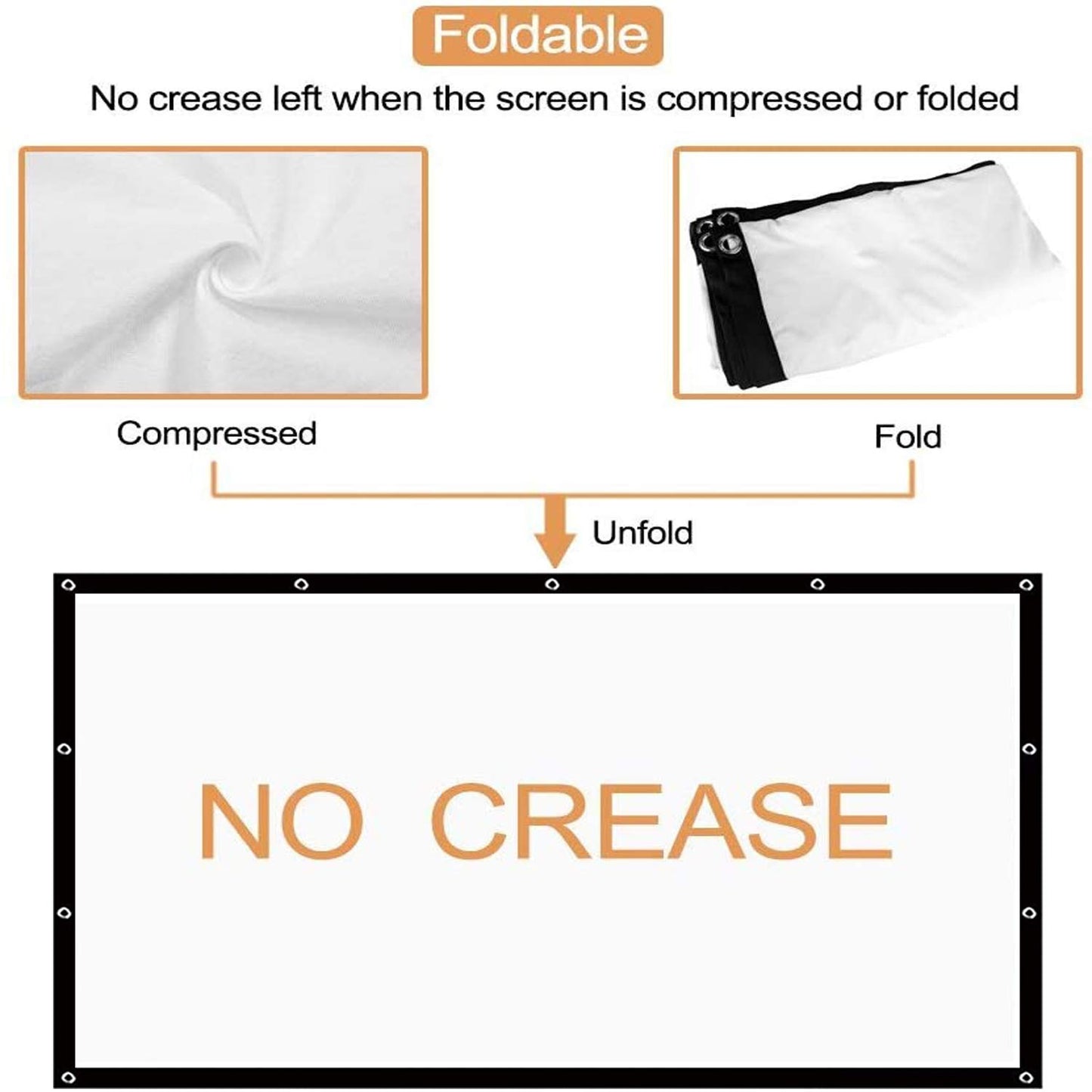 OWill 100 inch Projector Screen 16:9 HD Foldable for Home Theater Cinema Indoor Outdoor