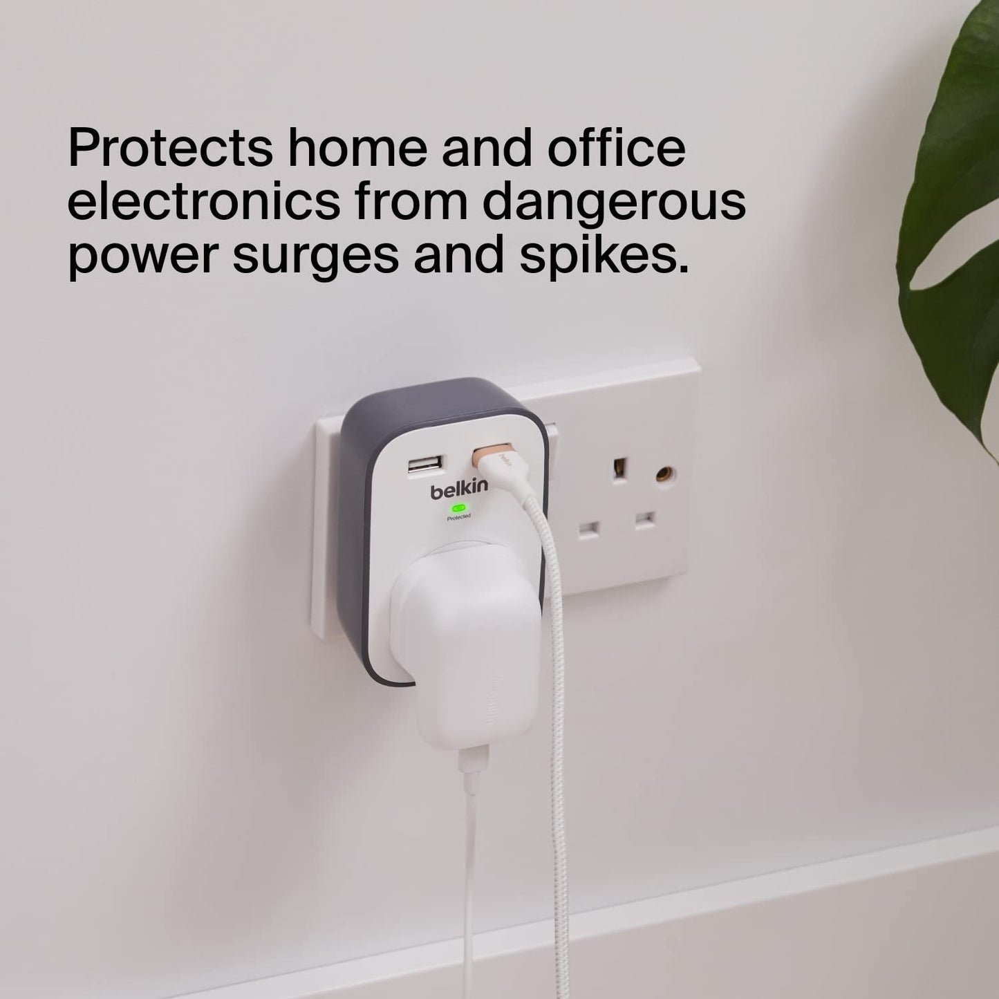 Belkin Surge Protected Extension Lead – 8 Sockets + 2 USB Ports (2.4A), 2m Cable