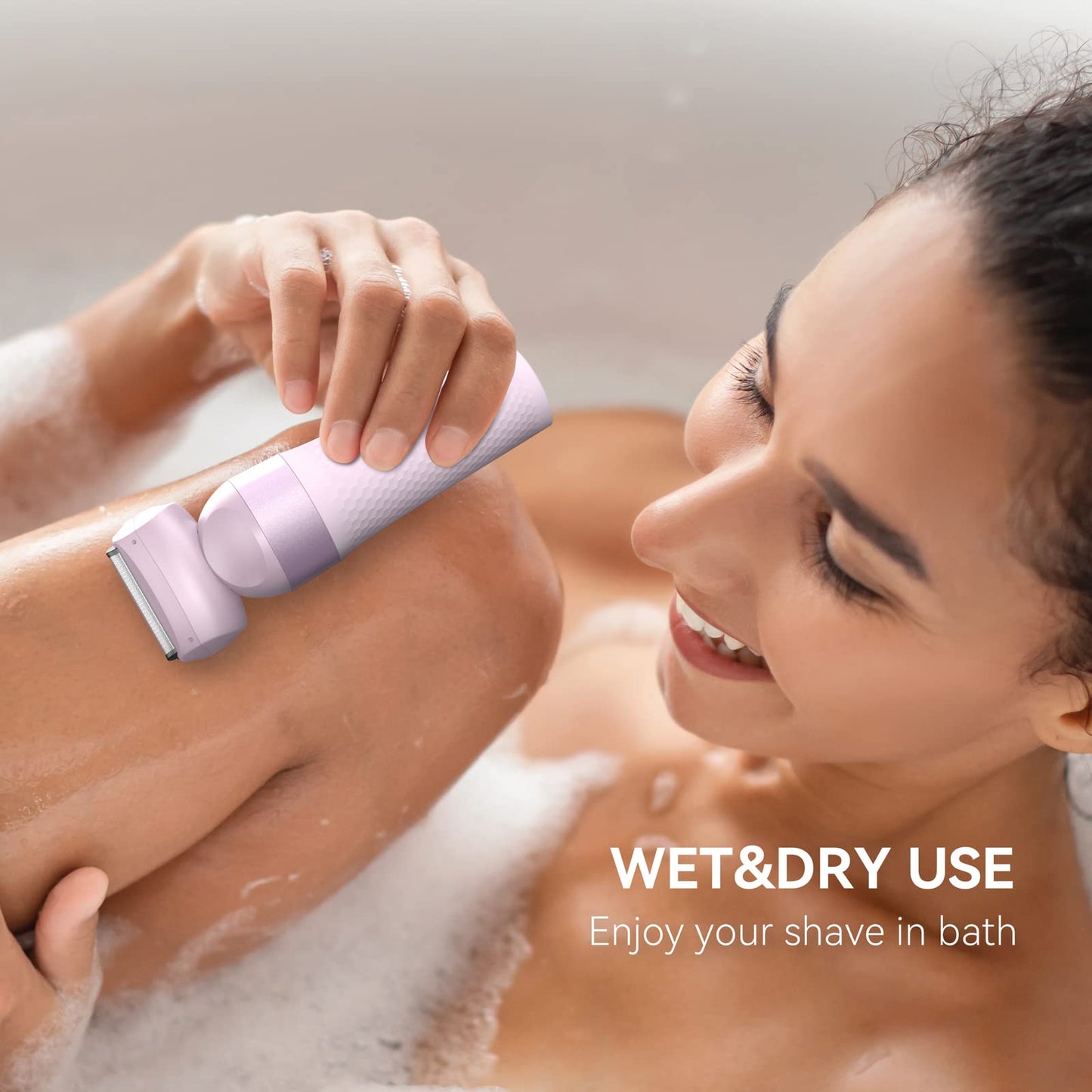 Unibono Lady Shaver Trimmer Kit, Cordless Electric Razor for Women Body Hair Removal, Rechargeable, Pubic, Legs, Wet & Dry Painless Dual Foil Shave with LED Light