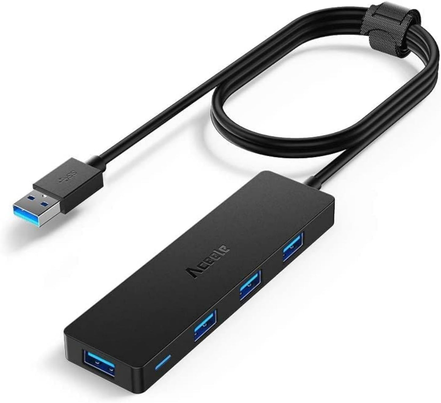 Aceele USB Hub 3.0 with 4ft Long USB Extension Cable, Splitter 4 Port with 5Gbps Data Transfer, Extender for Laptop, Desktop PC, MacBook