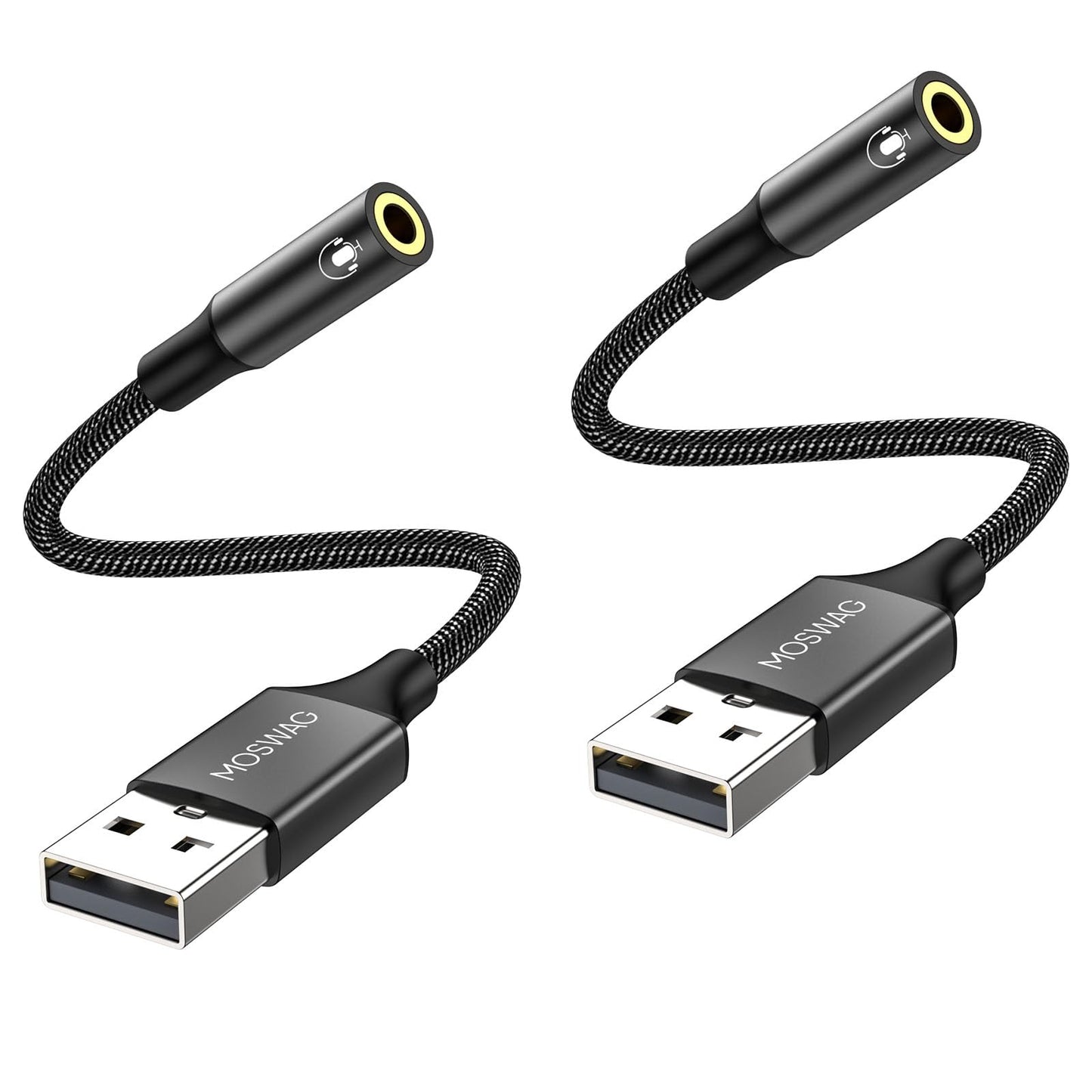 MOSWAG USB to 3.5mm Jack Audio Adapter,External Sound Card USB-with 3.5mm Aux Stereo Converter Compatible with Headset,PC,Laptop,Linux,Desktops