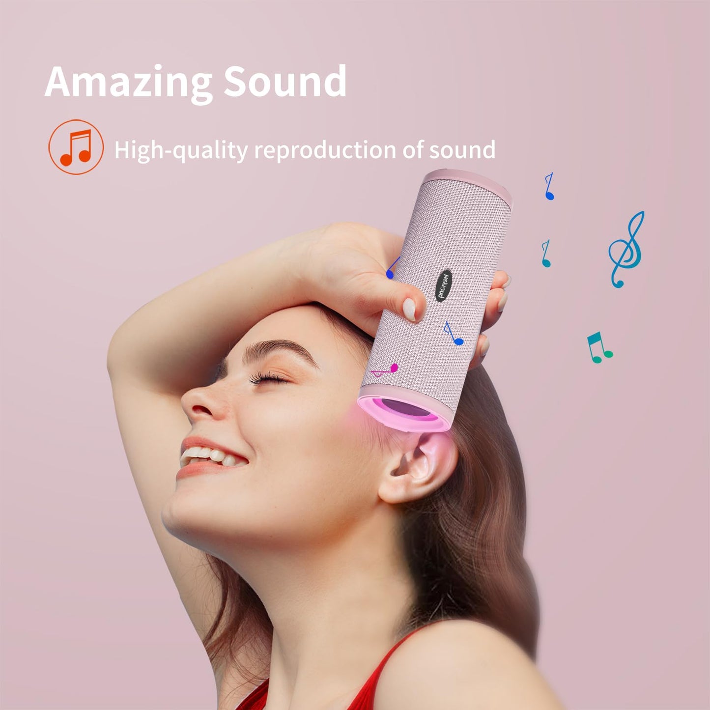 HEYSONG Portable Waterproof Bluetooth Speaker with LED Light – IPX7 Floating, Enhanced Bass, 40H Playtime, TF Card, True Wireless Stereo