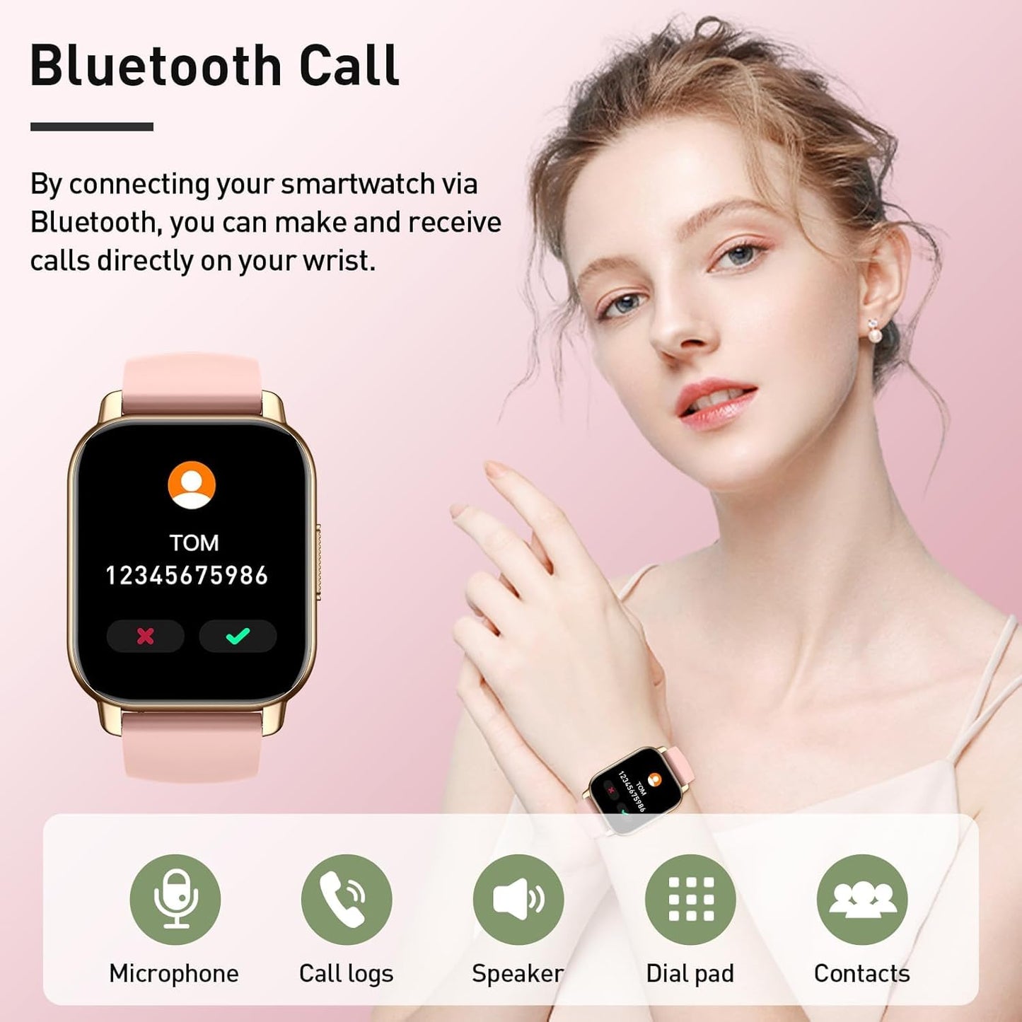 Smart Watch for Men & Women with Call Function, 1.95" HD Display, Heart Rate, SpO2, Sleep Tracker, 100+ Sports Modes, IP68 Waterproof Fitness Tracker for Android & iOS