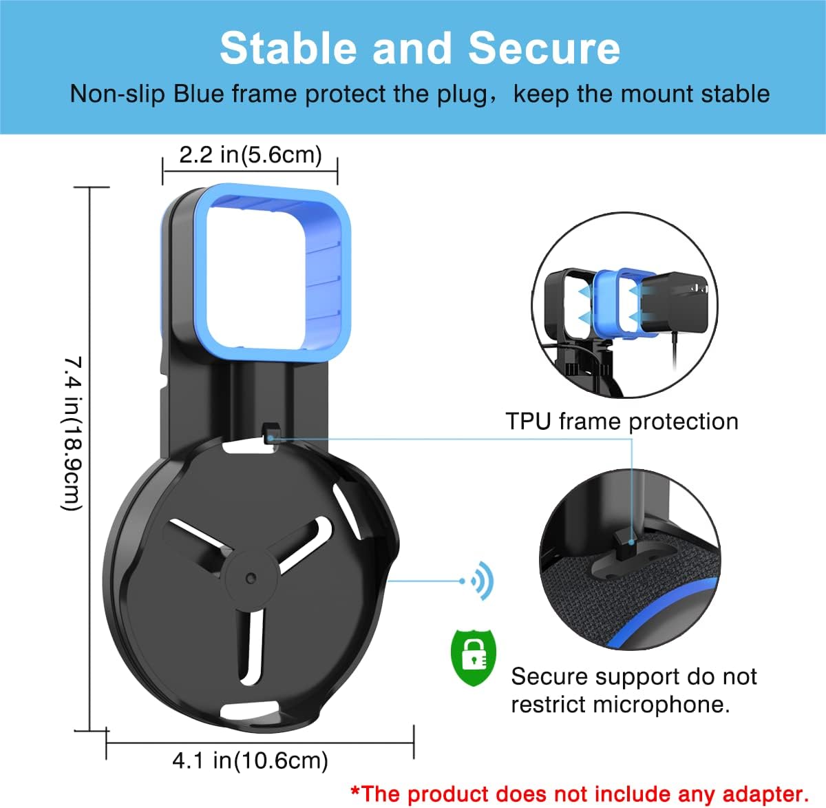 Cozycase Socket Mount for Echo Dot (3rd Gen), Space Saving Wall Mount Accessories (Black)