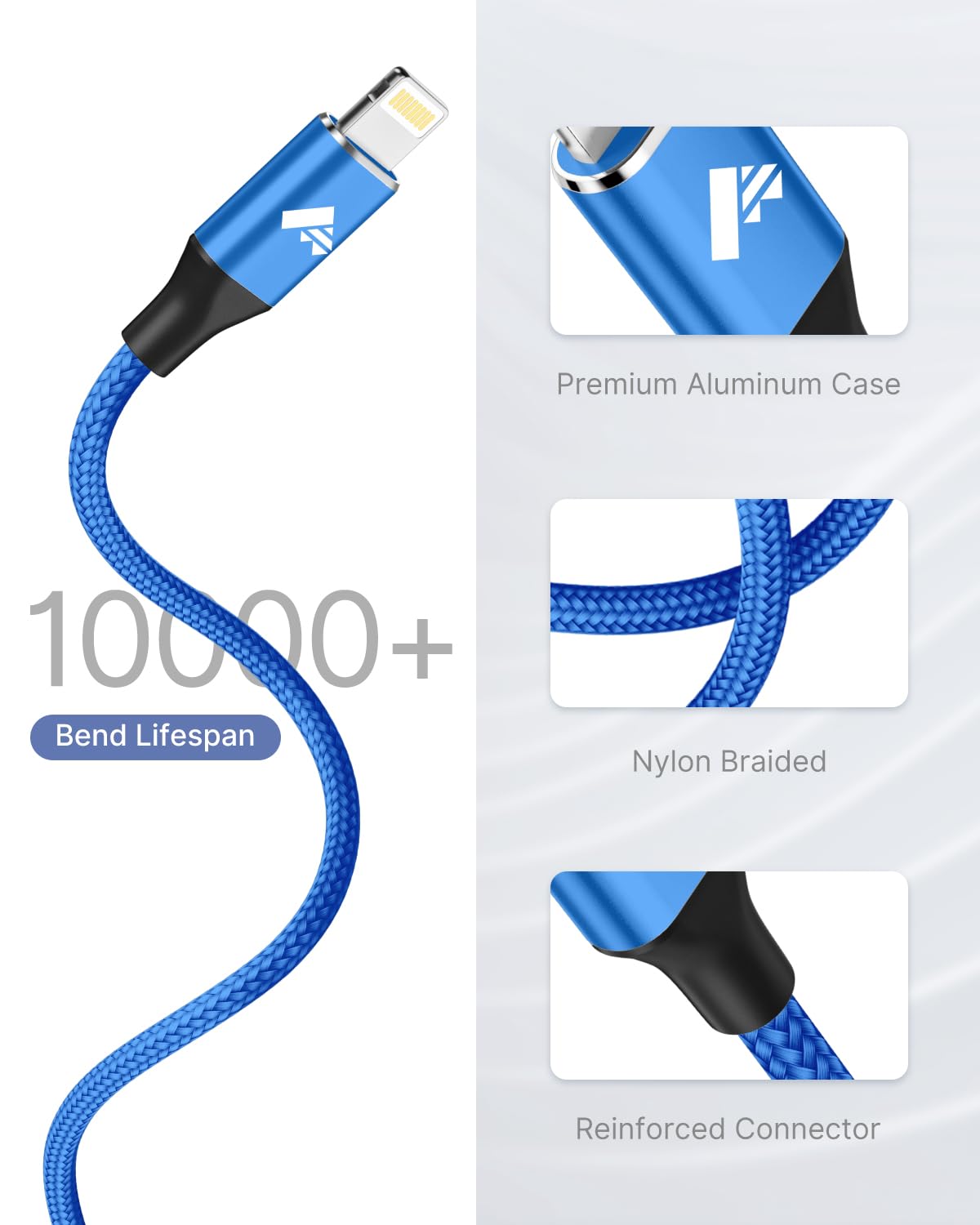 Aioneus iPhone Charger Cable 2M, MFi Certified Lightning Fast Charging Cable Lead Nylon Lightning to USB Cable for iPhone 14 13 12 11 Pro Max XS XR X 8 7 6 Plus 5 SE
