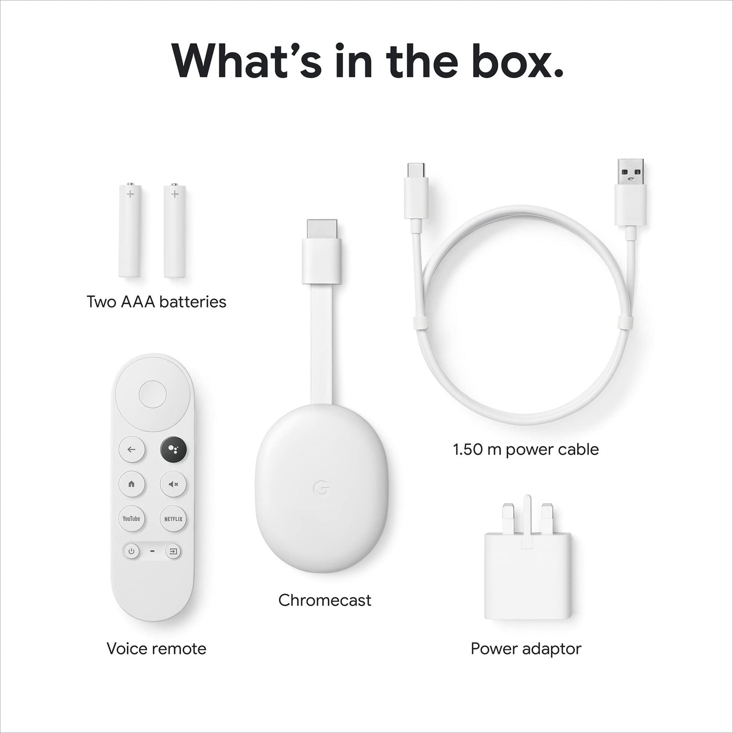 Chromecast with Google TV (4K) Snow – Stream Netflix, NOWTV & More in 4K HDR with Voice Search