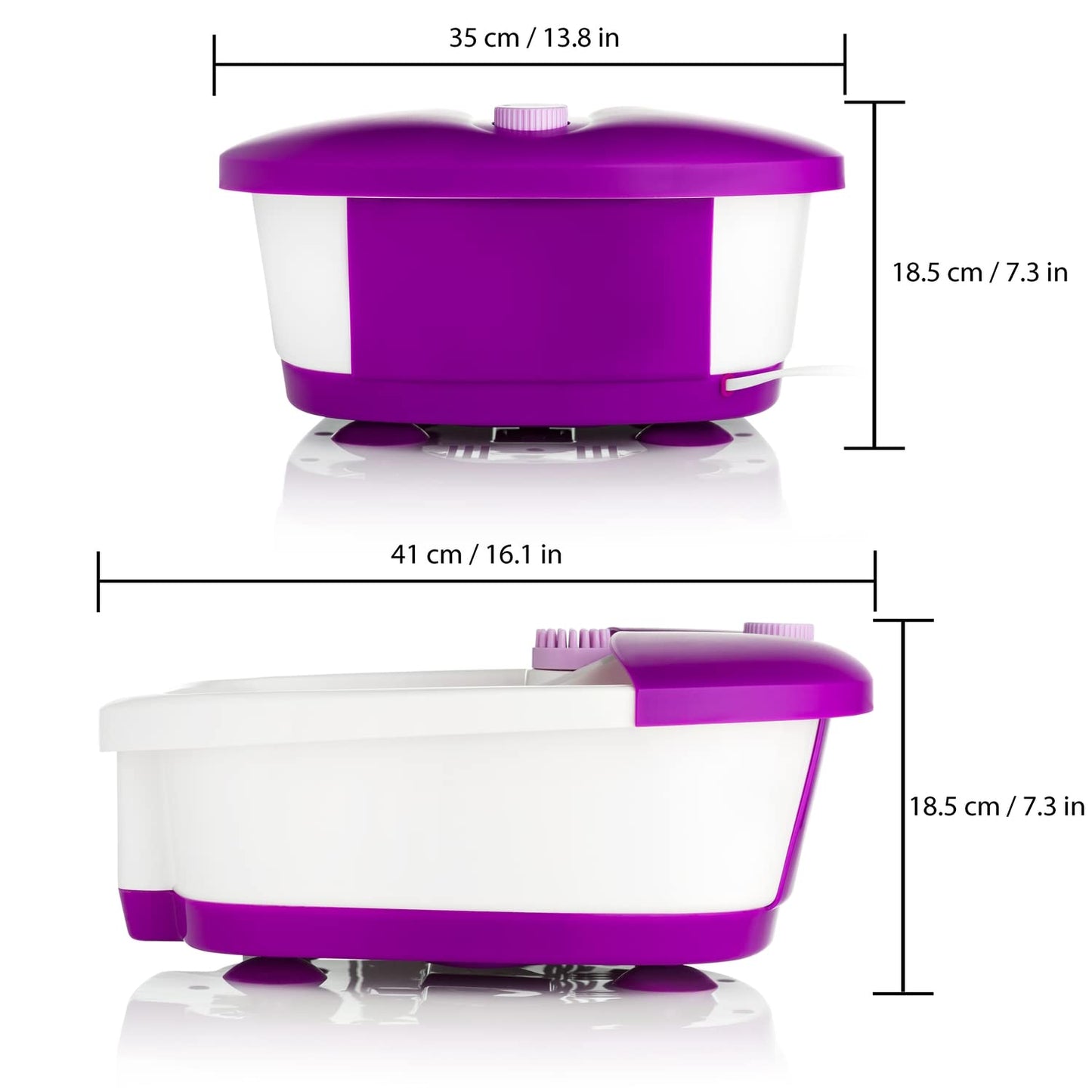 Sensio Spa Pedicure Foot Massager Bath – Heat, Bubbles & 9 Massage Accessories for Ultimate Home Foot Therapy, White & Purple