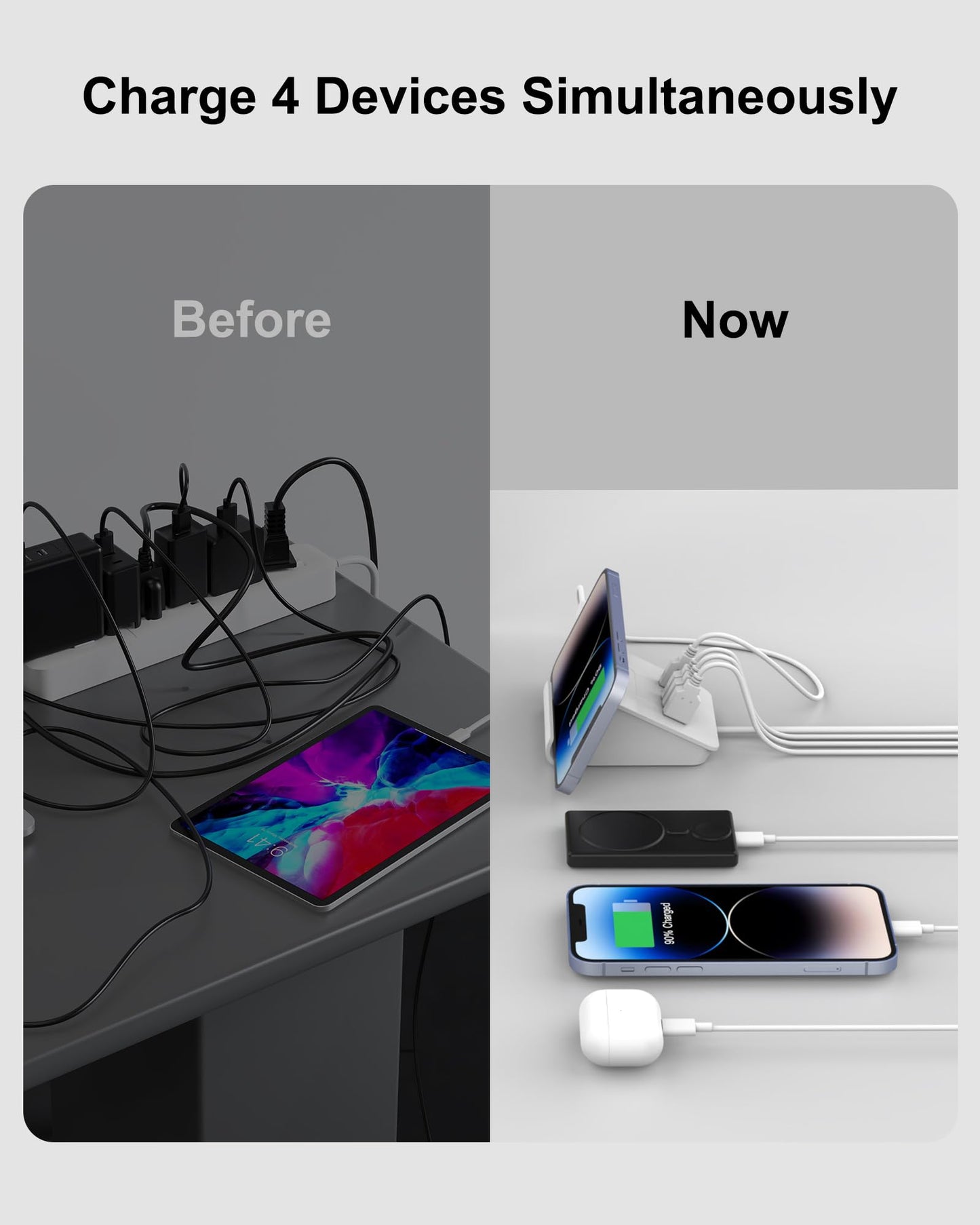 Qurzou USB Charging Station 25W USB Fast Charger Plug,Multi USB Wall Charger for iPhone 15/14/13/12,Samsung Galaxy S23/S22/S21,Android etc