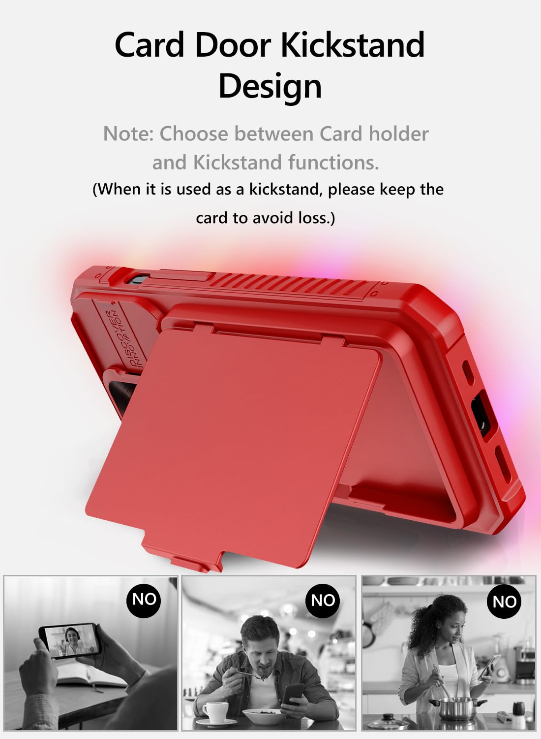 Vihibii for iPhone 15 Pro Max Case with Card Holder & Slide Camera Cover & Kickstand, Military Grade Drop Protection, Rugged Hard Back & Silicone Edge Wallet Phone Case