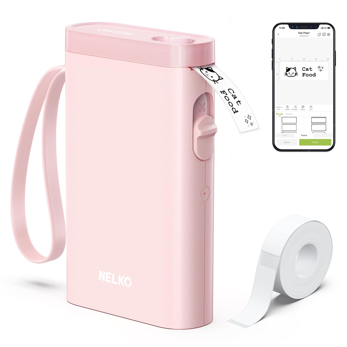 Nelko Label Maker Machine P21 – Bluetooth Portable Label Printer with Tape, Mini Wireless Sticker Maker for Organizing, Barcode, Home & Office – White