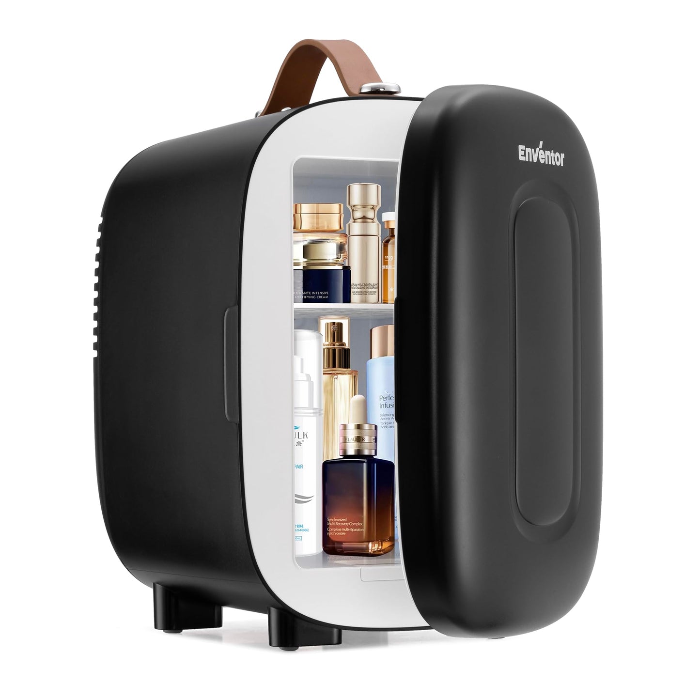 Enventor Mini Fridge 4 Litre/ 6 Can, AC+12V DC Power, Portable Cooler & Warmer, Small Fridge for Bedrooms, Car, Skincare, Fruit and Drinks, Black