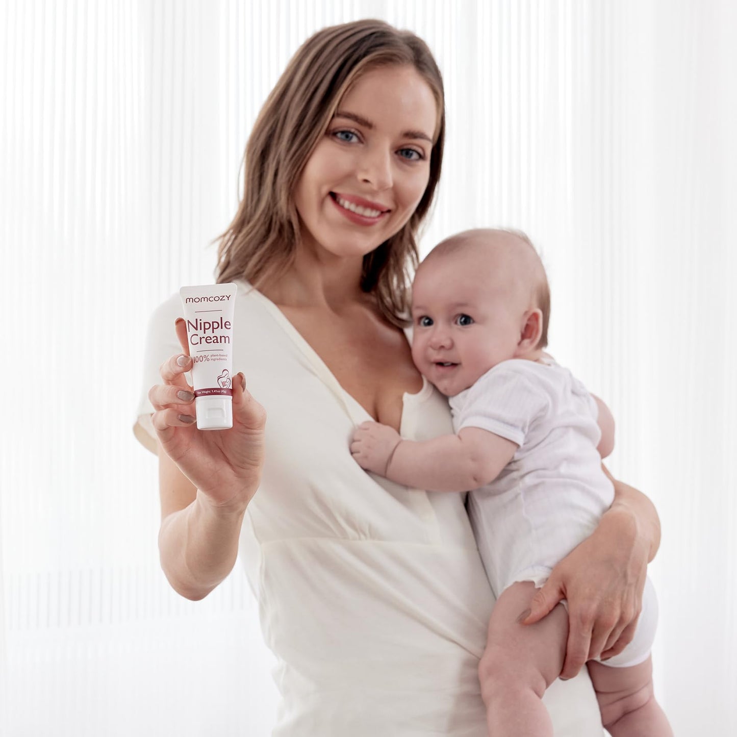 Momcozy Natural Nipple Cream, Vegan Lanolin-free Nipple Balm, Soothing Cream for Sore, Cracked Nipples, Breastfeeding Essentials for Nursing & Pumping Moms