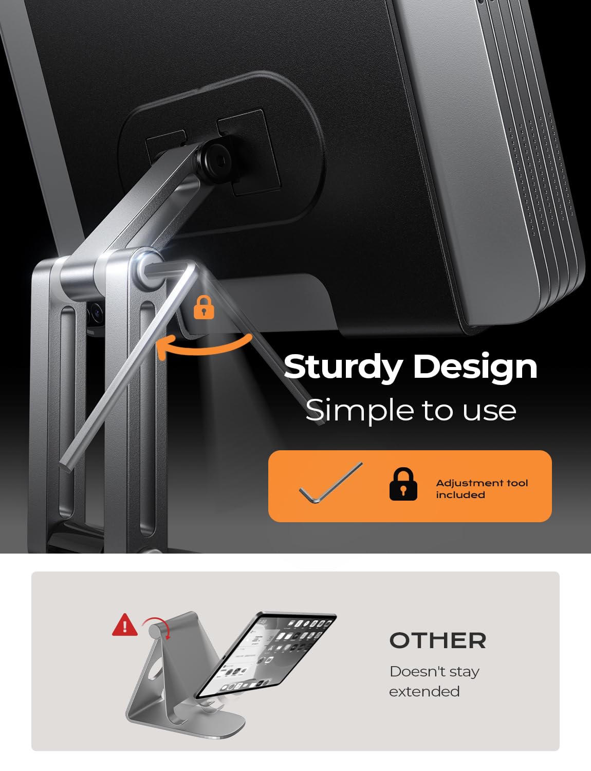 LISEN Fits iPad Stand Holder 360° Adjustable Tablet Foldable Fits iPad Stand for Desk Rotating Portable Monitor for 2024 iPad Accessories Tablets/PS/Switch