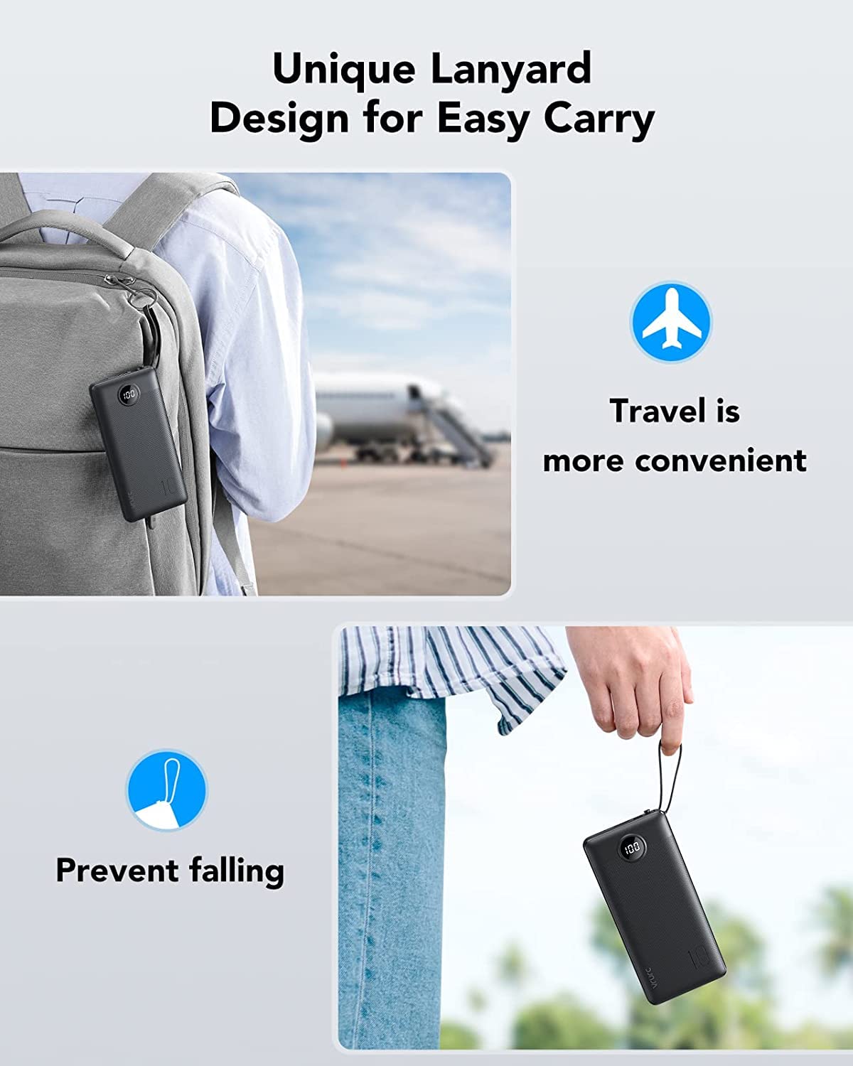 Power Bank With Built in Cables VRURC 10000mAh ,USB C Battery Pack Portable Charger with 5 Outputs 2 Inputs Powerbank LED Display compatible with iPhone 14 13 12 Samsung S21 S20 Xiaomi iPad