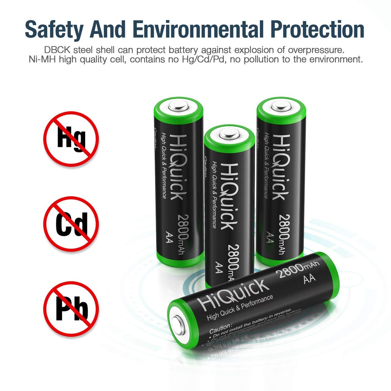 HiQuick Ni-MH AA 8pcs 2800mAh Rechargeable Batteries High Capacity 1.2 Volt(1.2 V) Rechargeable Battery AA Low Self-Discharge