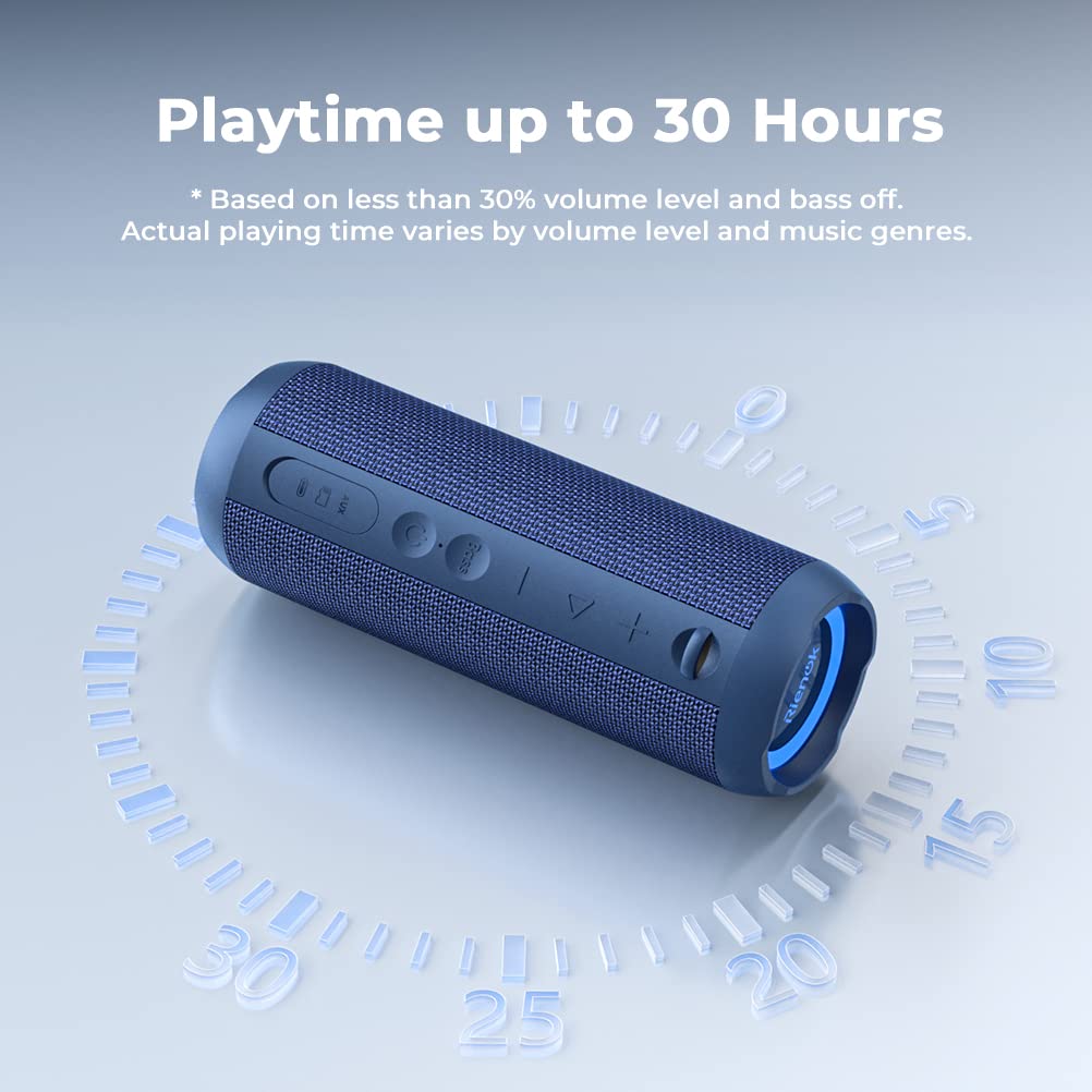 RIENOK Bluetooth Speaker Portable Wireless Bluetooth Speaker with 30W Enhanced Bass Waterproof Bluetooth Outdoor Speaker for Travel Sport