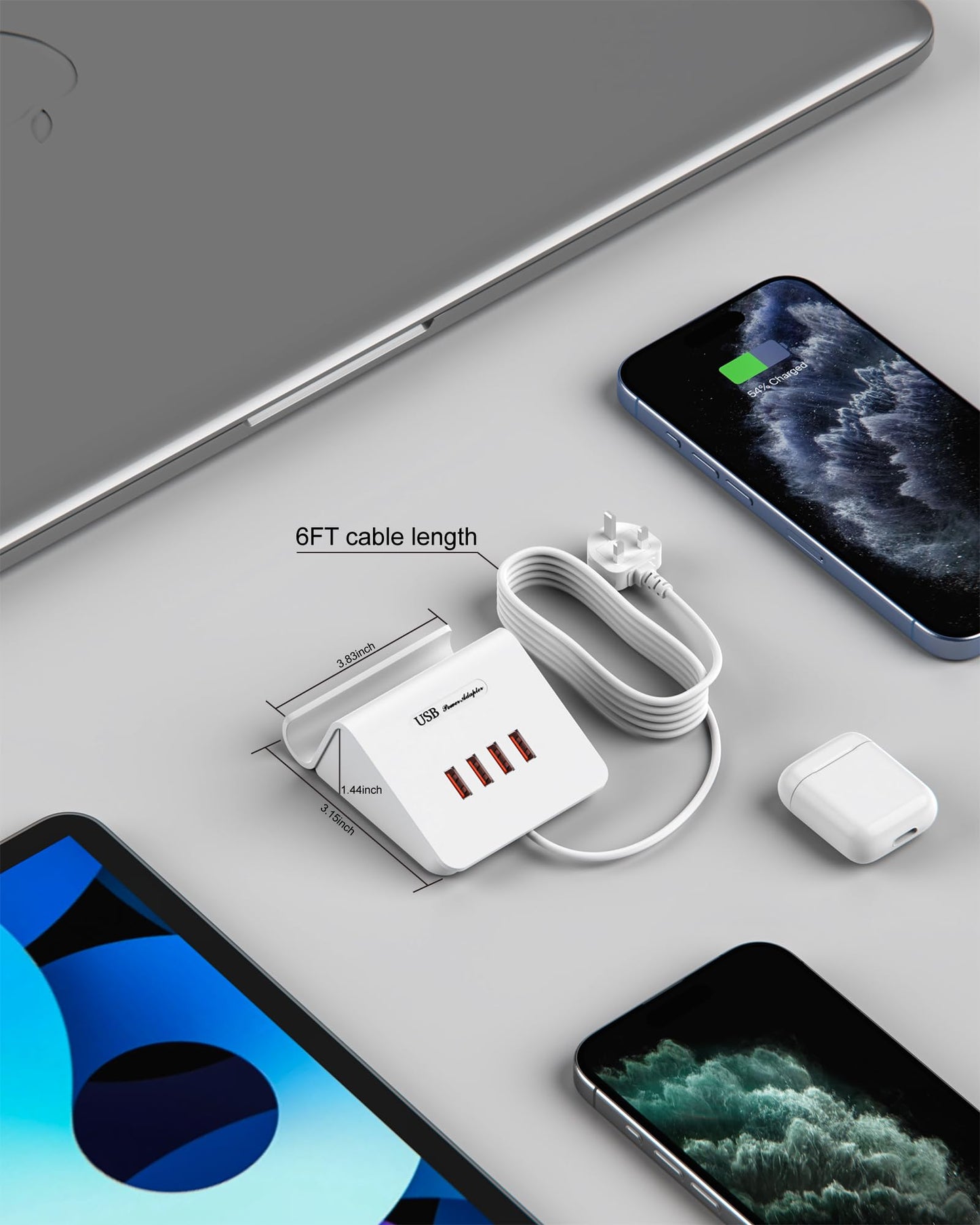 Qurzou USB Charging Station 25W USB Fast Charger Plug,Multi USB Wall Charger for iPhone 15/14/13/12,Samsung Galaxy S23/S22/S21,Android etc