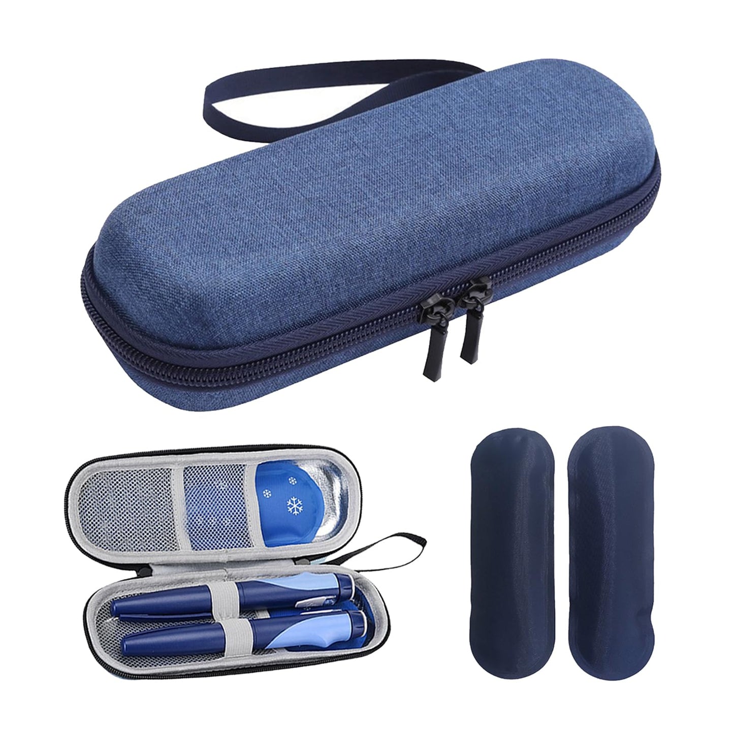 ARROMI Monjaro Insulin Cooler Travel Case – Diabetic Medicine Bag with 2 Ice Packs for Supplies (Blue)