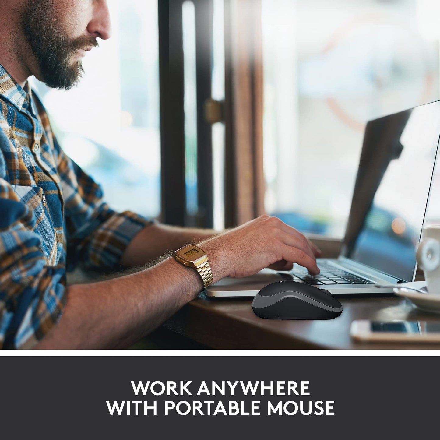 Logitech M185 Wireless Mouse, 2.4GHz with USB Mini Receiver, 12-Month Battery Life, 1000 DPI Optical Tracking, Ambidextrous, Compatible with PC, Mac, Laptop - Grey